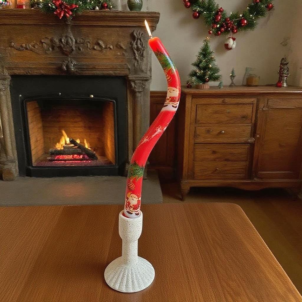 Christmas Spiral Taper Candles,Festive Decorative Unscented Paraffin Twisted Candle for Christmas Decor Party Gift