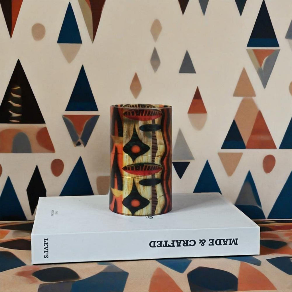 African Abstract Art Candle,Pillar Candles,Taper Candles,LED Candles,Unscented,Handmade Tribal Decor Ethno Art Style Home Decor Gift