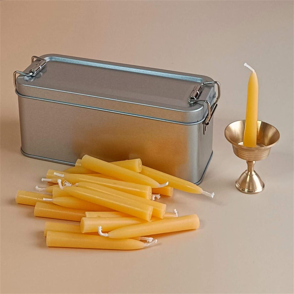 2.5 Inch Beeswax Meditation Candle, 70 pcs, Cotton Wick, Small Church Taper Candle, Wax Dipped, Handmade, Mother's Day Gift