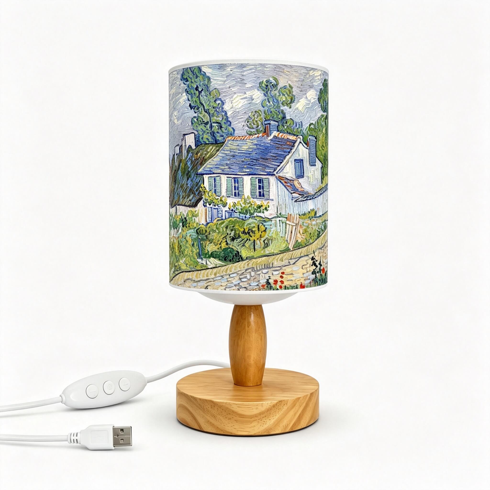 Van Gogh Irises PLA Eco‑Friendly Table Lamp ✨ Button Dimmable Art Bedside Lamp, Aesthetic Impressionist Home Decor Gift