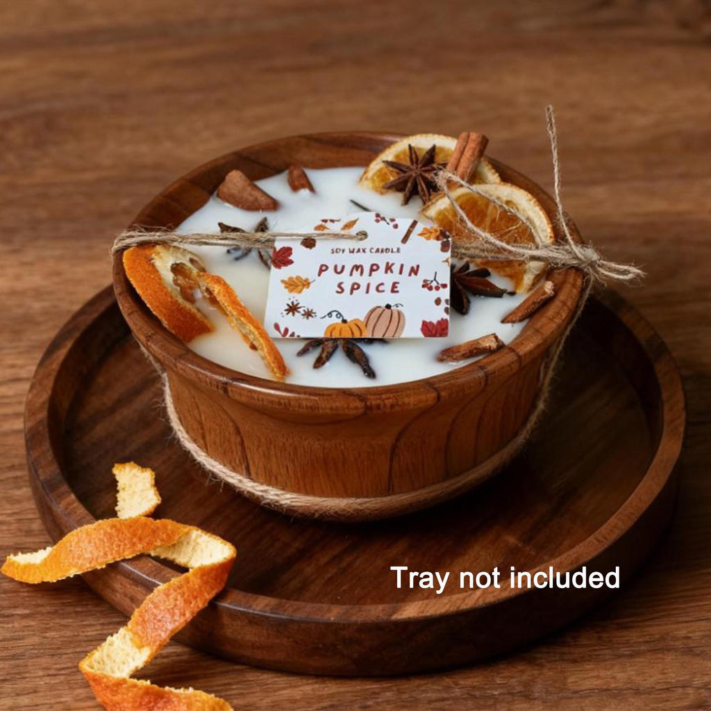 Orange Cinnamon Spice Dough Bowl Candle, Wood Wick Soy Scent Candle, Handmade Christmas & Autumn Home Decor, Thanksgiving Gift (no tray)