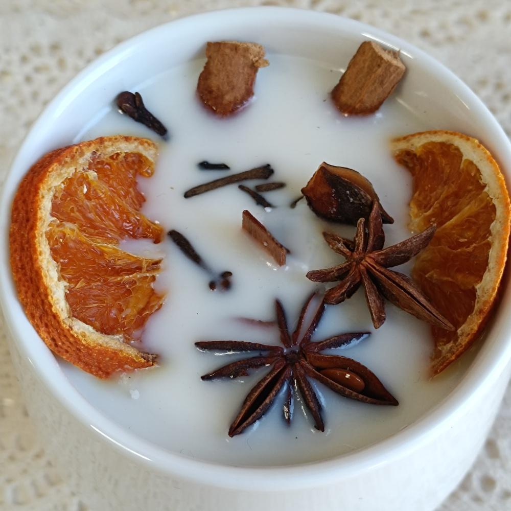 Orange Cinnamon Pumpkin Spice Candle | Ceramic Wood Wick Soy Candle | Cozy Fall Home Decor | Handmade Halloween Gift