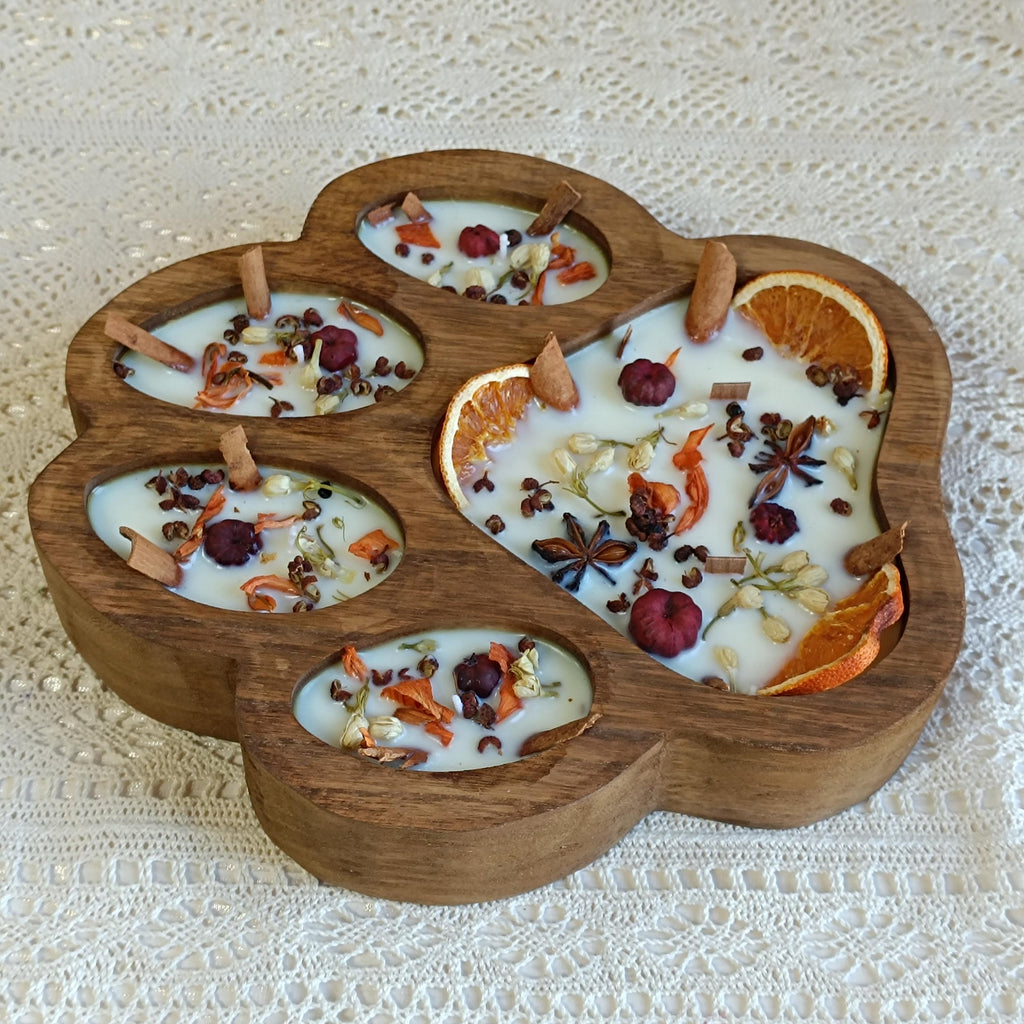 Paw Dough Bowl Candle Custom Scent Gift, Handmade Paw Soy Candle with Wood Wicks | Gifts for Dog Lovers, Halloween, Birthday,Christmas