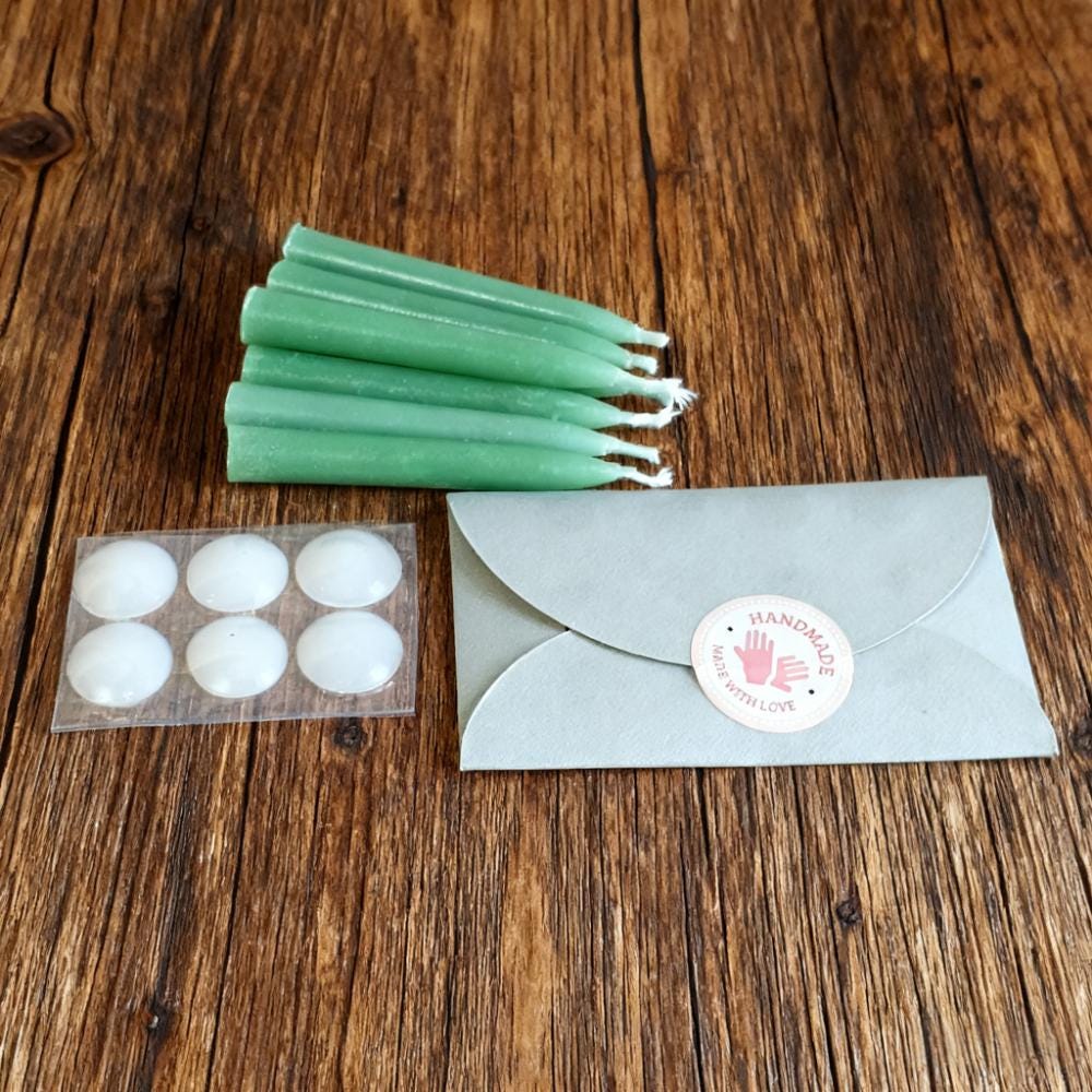 Sage Green Beeswax Taper Candles, 2.5" Hand-Dipped Meditation Candles with Holder, Mini Altar Candles for Ritual, Wiccan, Gift for Her