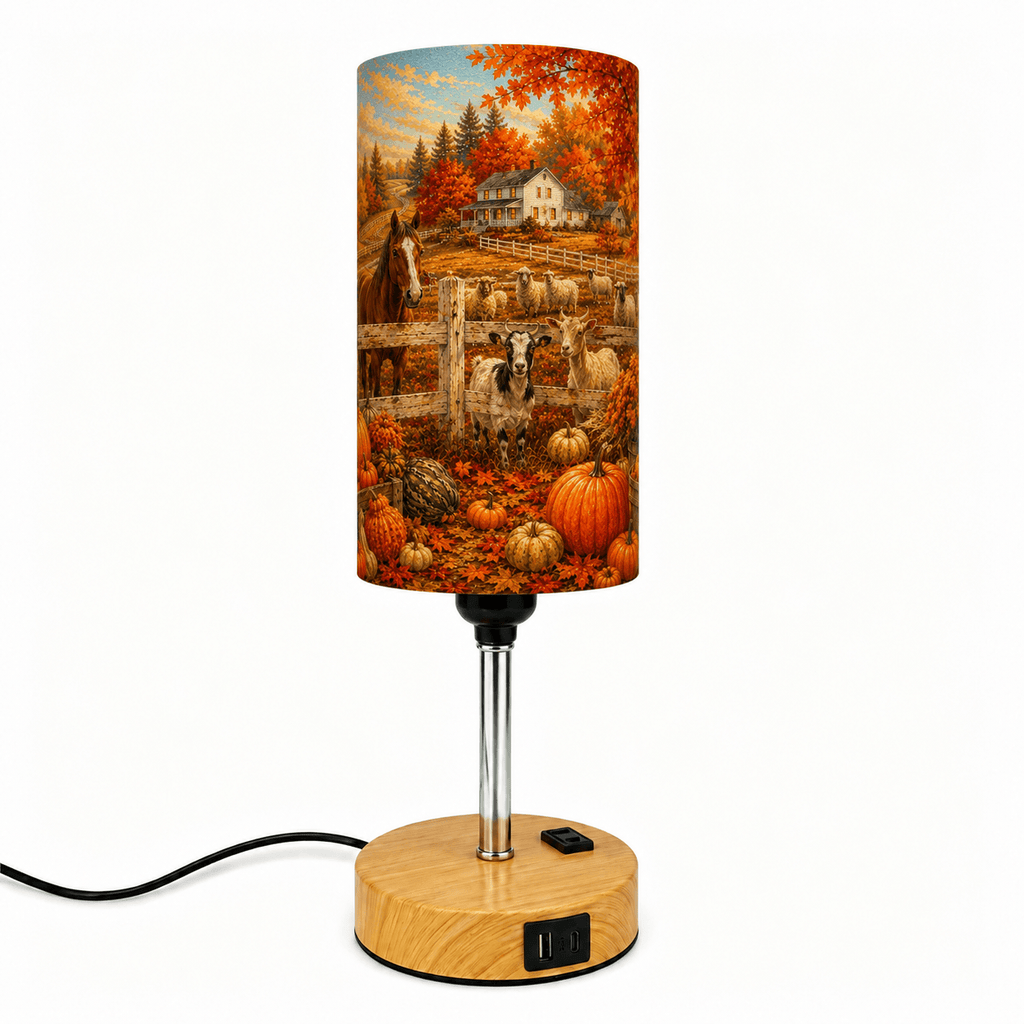 Farmhouse Pumpkin PLA Eco‑Friendly Touch Control Table Lamp🍂 3‑Color Dimmable Multi‑Function Bedside Lamp, Rustic Autumn Home Decor Gift