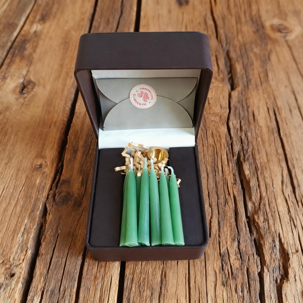 Sage Green Beeswax Taper Candles, 2.5" Hand-Dipped Meditation Candles with Holder, Mini Altar Candles for Ritual, Wiccan, Gift for Her
