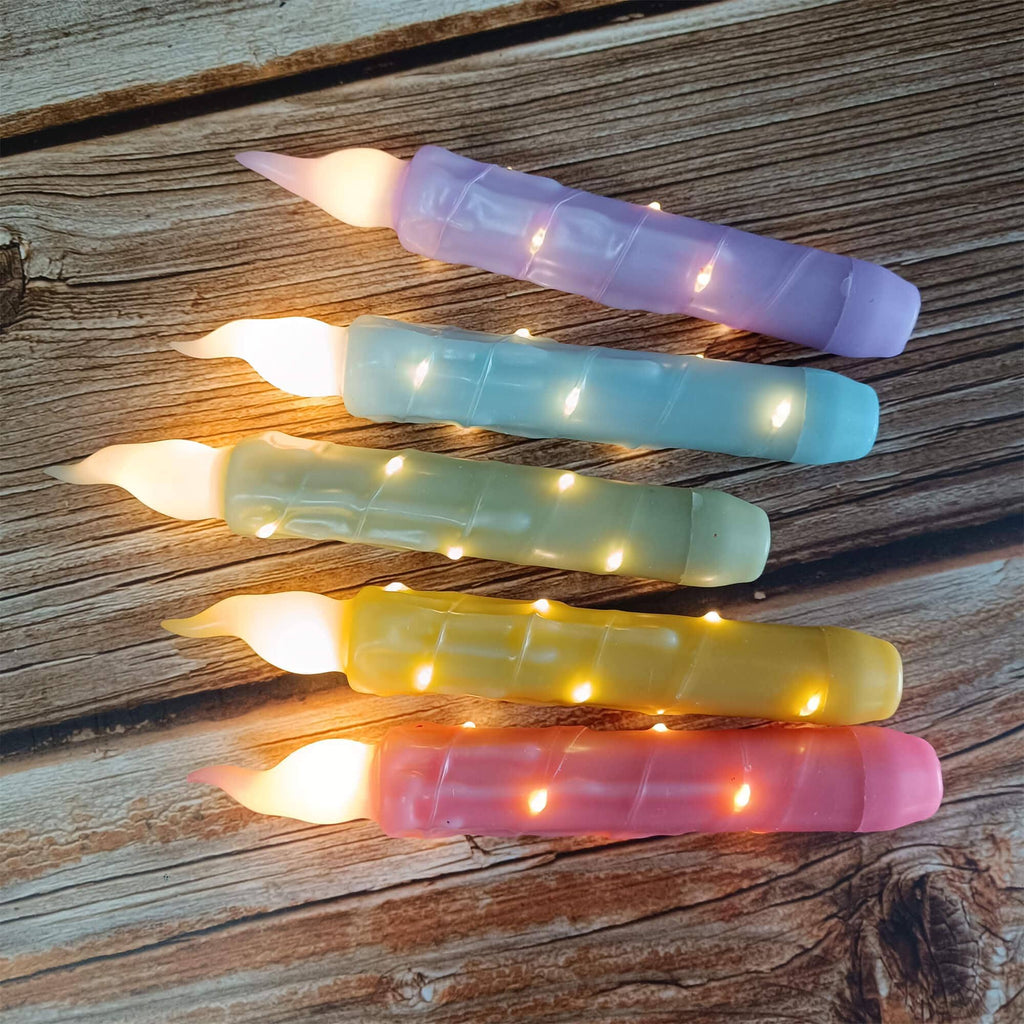 6.7 Inch Colorful Flameless Candles, LED Taper Candles with Light String, Battery Powered, with Remote Control and Timer, Mother's Day Gift