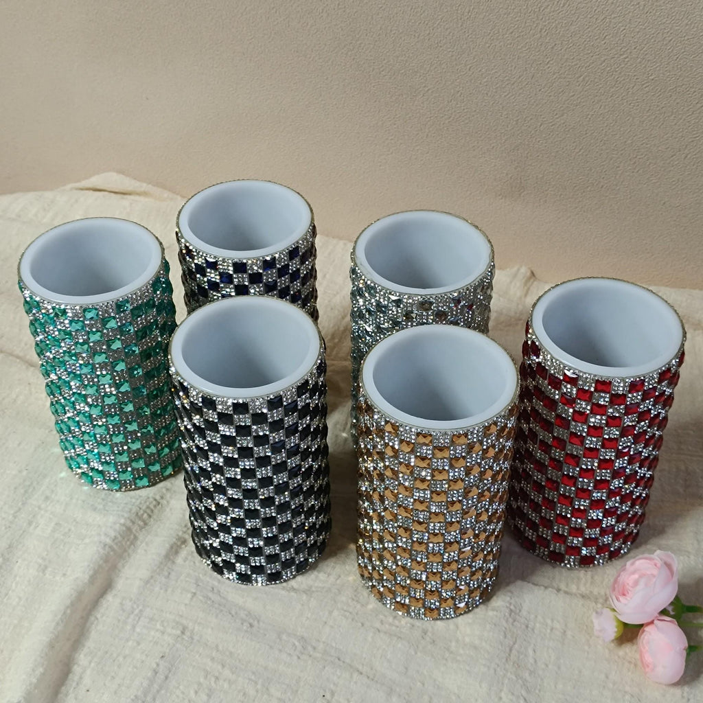 6 Inch LED Pillar Candles,Flameless Rhinestone Candles with Remote Control and Timer，Battery Operated Flickering for Home Decor Christmas