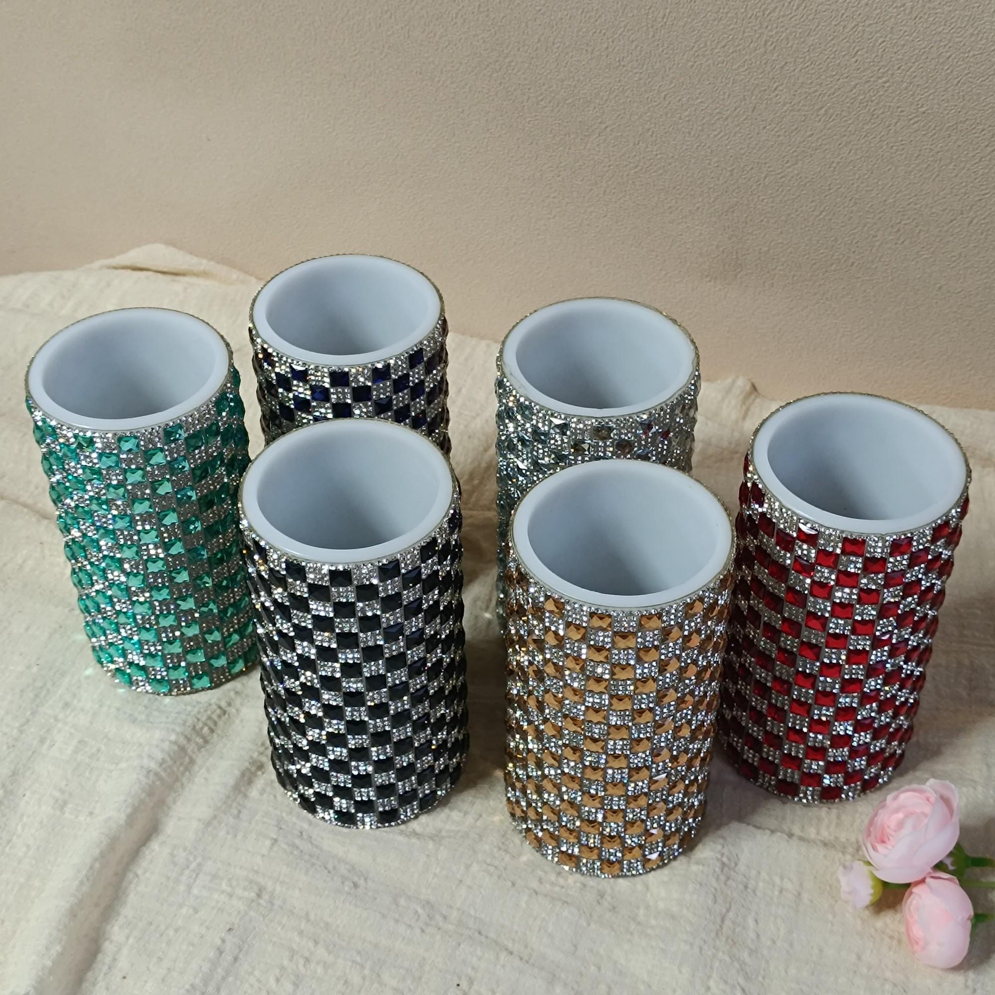 6 Inch LED Pillar Candles,Flameless Rhinestone Candles with Remote Control and Timer，Battery Operated Flickering for Home Decor Christmas