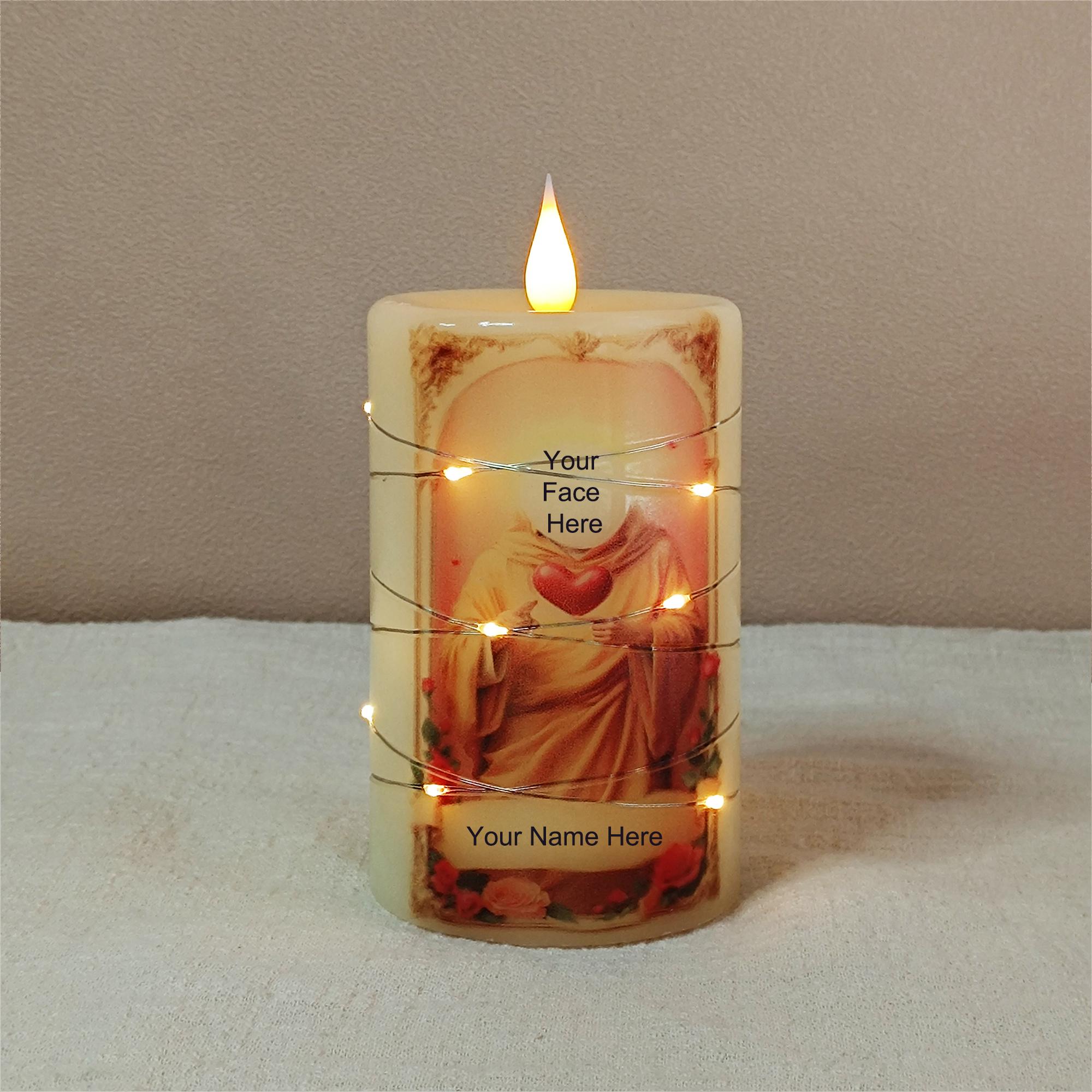 Custom Flameless Prayer Candles with Remote: Real Wax LED Set