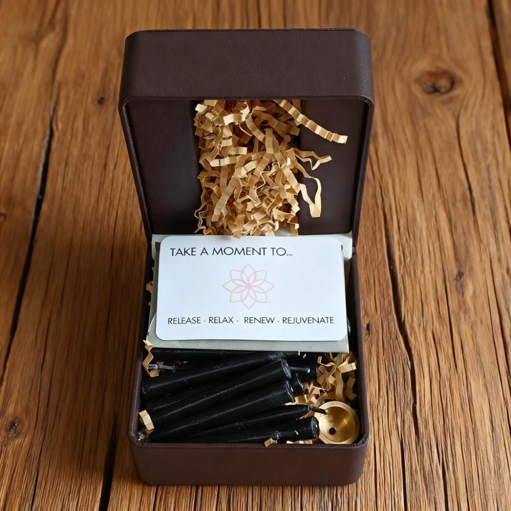 Black Spell Candles, 2.5 Inch Meditation Mini Candle, Hand-Dipped Beeswax Candle with Holder, Relaxation Cleaning Protection Gift