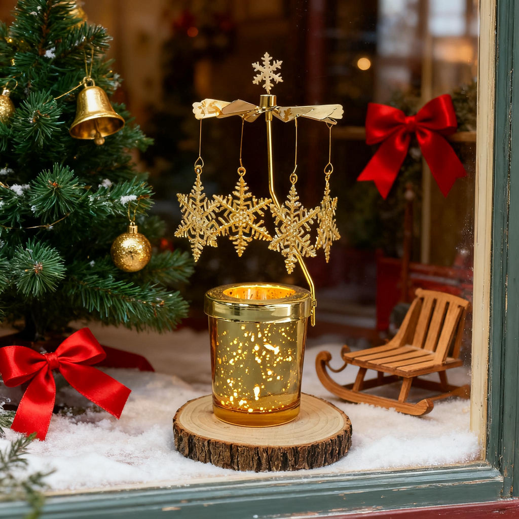Golden Rotating Candle Holder,Vintage Tealight Holder,Valentines gift, Candle holder gift, Birthday gifts, Christmas gift
