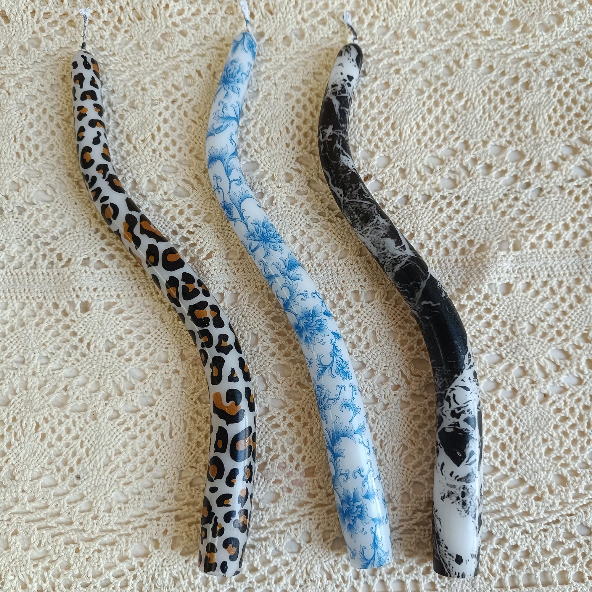 Twisted Art Taper Candle,Unscented Spiral Paraffin Candles,Smokeless,Flameless,Home Decor Wedding Dinner Halloween Decor