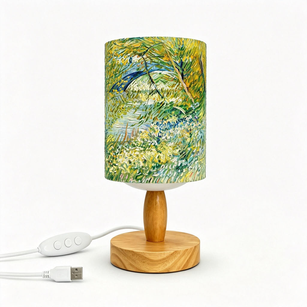 Van Gogh Irises PLA Eco‑Friendly Table Lamp ✨ Button Dimmable Art Bedside Lamp, Aesthetic Impressionist Home Decor Gift
