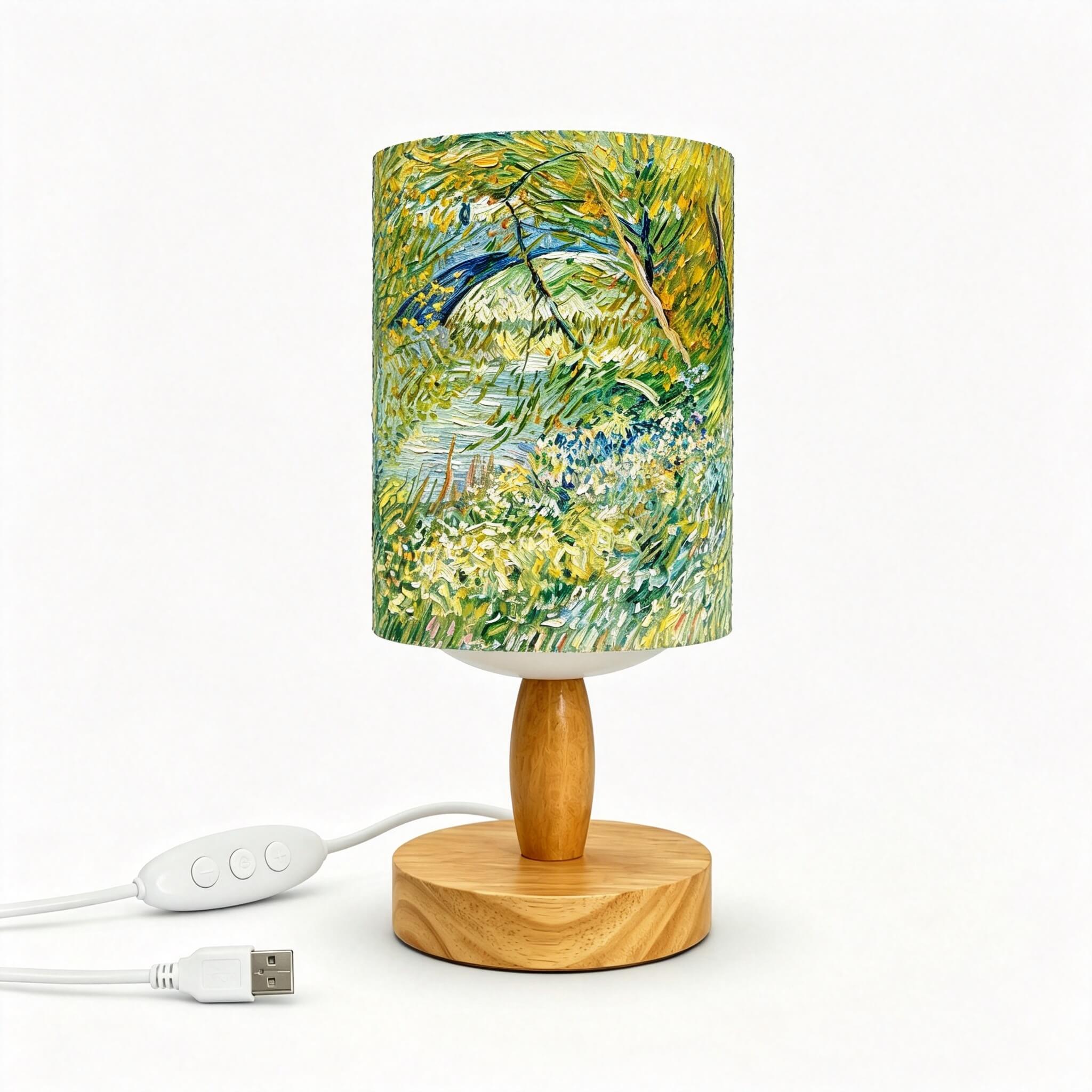 Van Gogh Irises PLA Eco‑Friendly Table Lamp ✨ Button Dimmable Art Bedside Lamp, Aesthetic Impressionist Home Decor Gift
