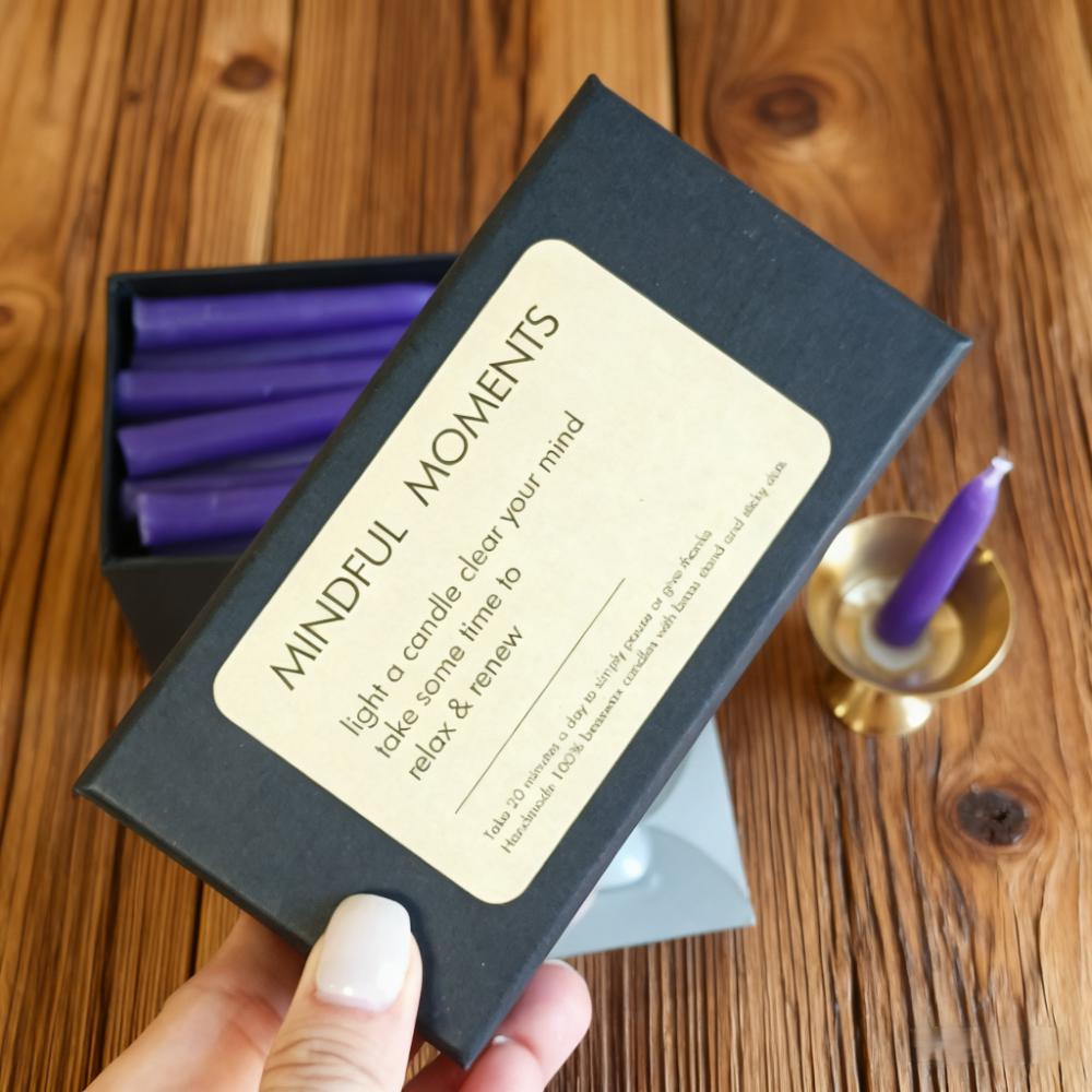 Purple Beeswax Taper Candles, 2.5" Hand-Dipped Meditation Candles with Holder, Mini Ritual Candles for Spell, Altar, Wiccan, Christmas Gift