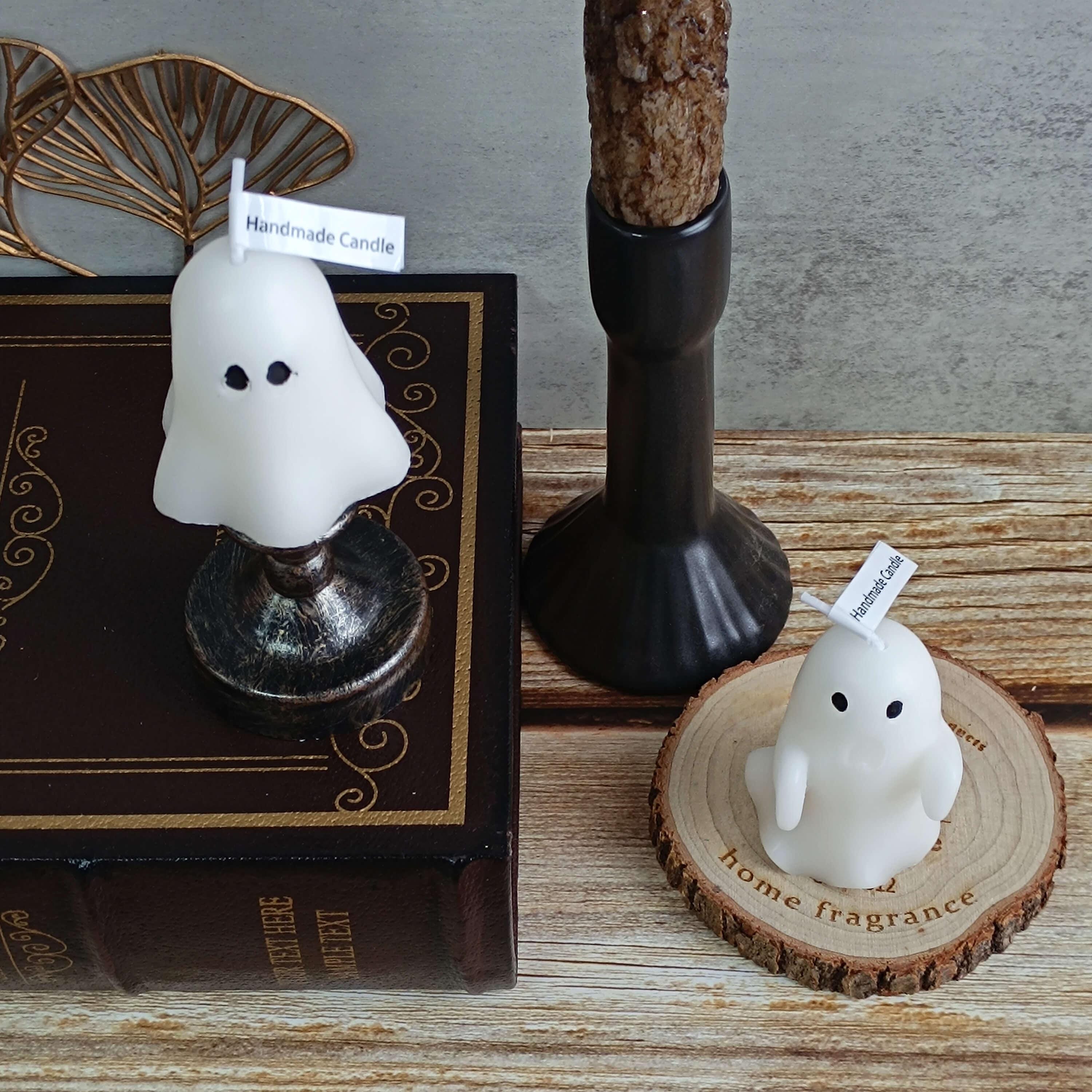 Handmade Ghost Scented Candles,Halloween Rose Scent,Soy Wax,6 Unique Designs for Halloween Decor Party