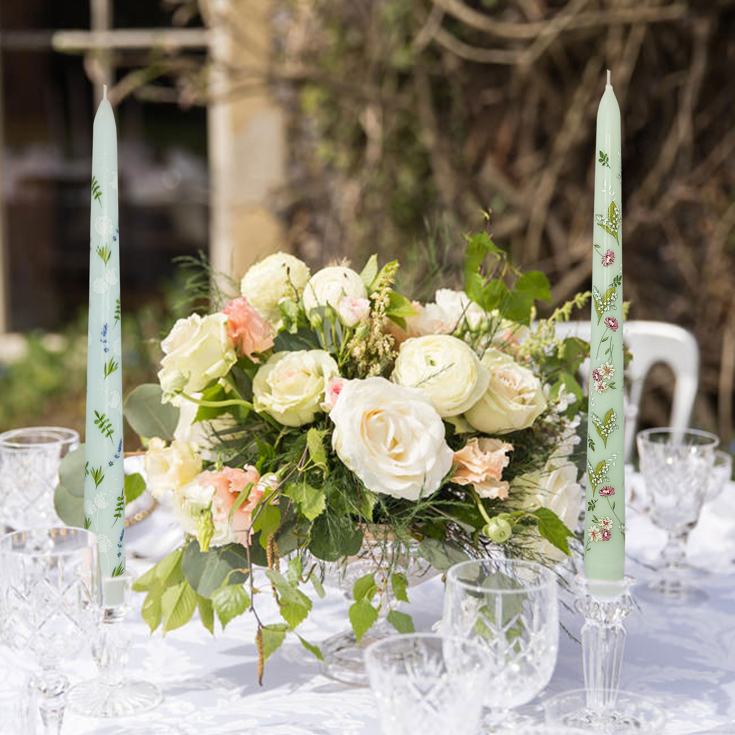 Valentine's Day Spiral Candle Sticks Printed Candlestick, 1pc Twisted Candlesticks,Colorful flowers with fragrance,Wedding Candles