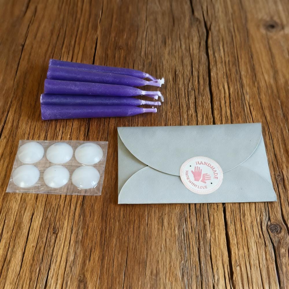 Purple Beeswax Taper Candles, 2.5" Hand-Dipped Meditation Candles with Holder, Mini Ritual Candles for Spell, Altar, Wiccan, Christmas Gift