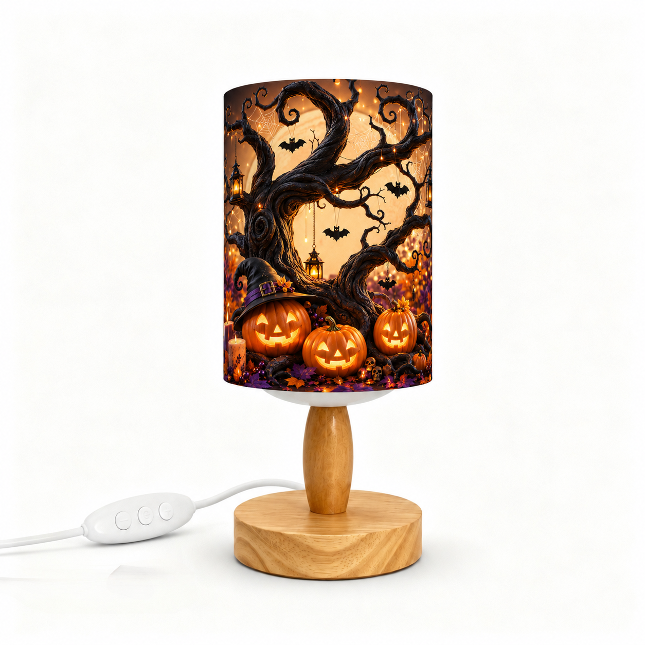 Cute Halloween Scarecrow PLA Eco‑Friendly Dimmable Table Lamp 👻 Button Control Bedside Lamp, Fall Pumpkin Seasonal Home Decor Gift