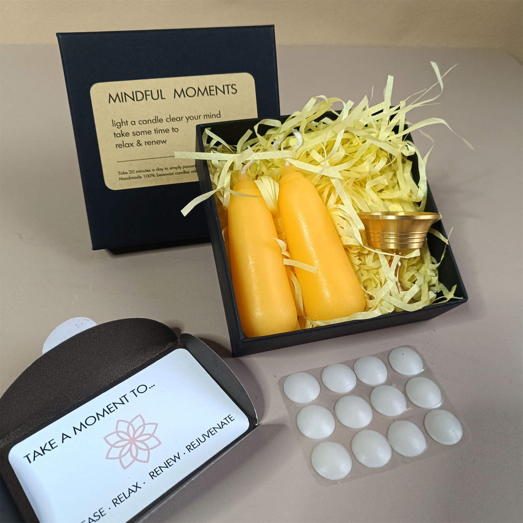 Hand-Dipped Beeswax Taper Candle Set: Meditation Gift