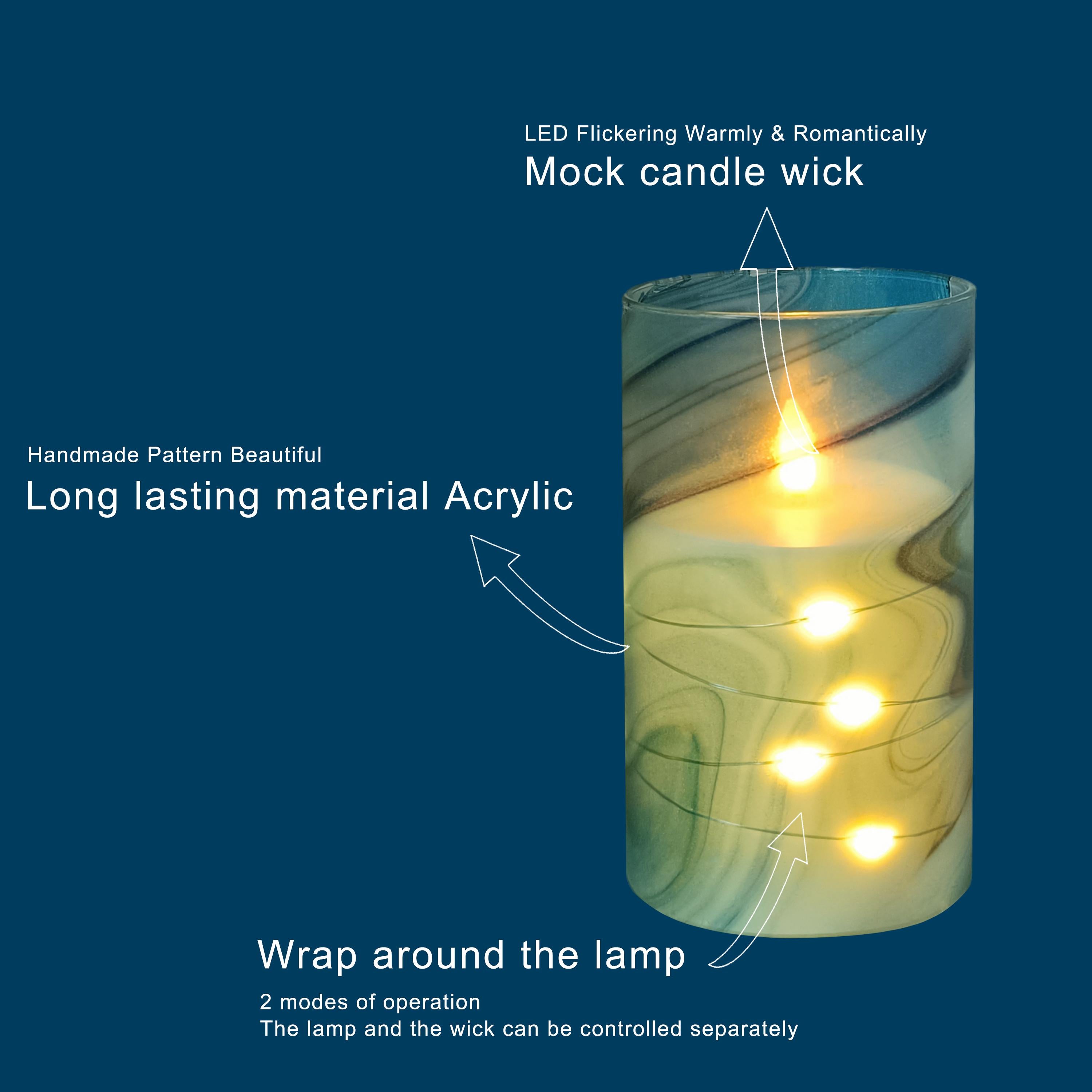 Flameless Candles With String Lights, Battery Operated, LED Pillar Candles with Remote and Timer,Mother's Day Gifts
