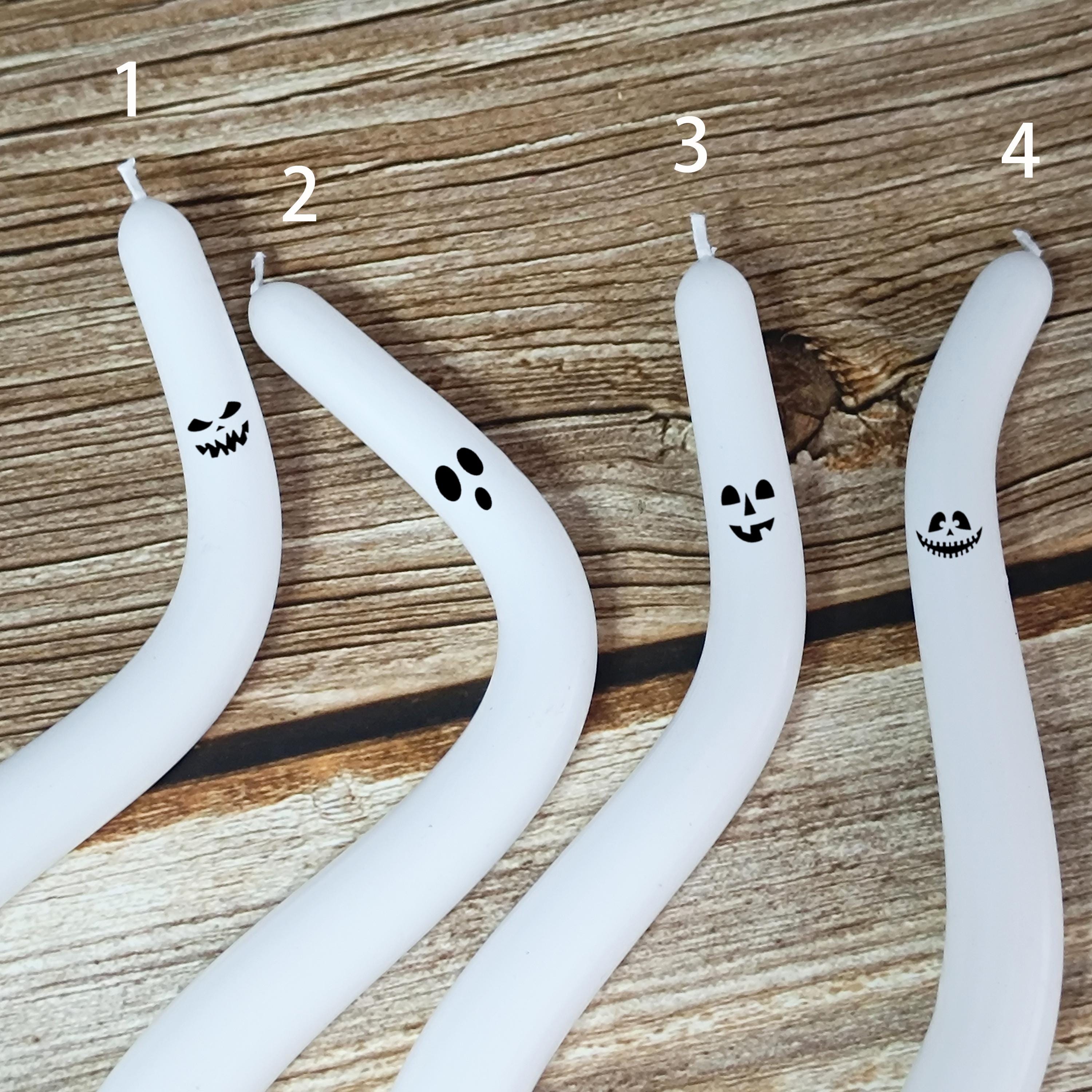 Twisted Ghost Candle Sticks Halloween Taper Candles Set of 4, Handmade 9.4" Paraffin Wax Unscented Candles Halloween Decor Personalized Gift