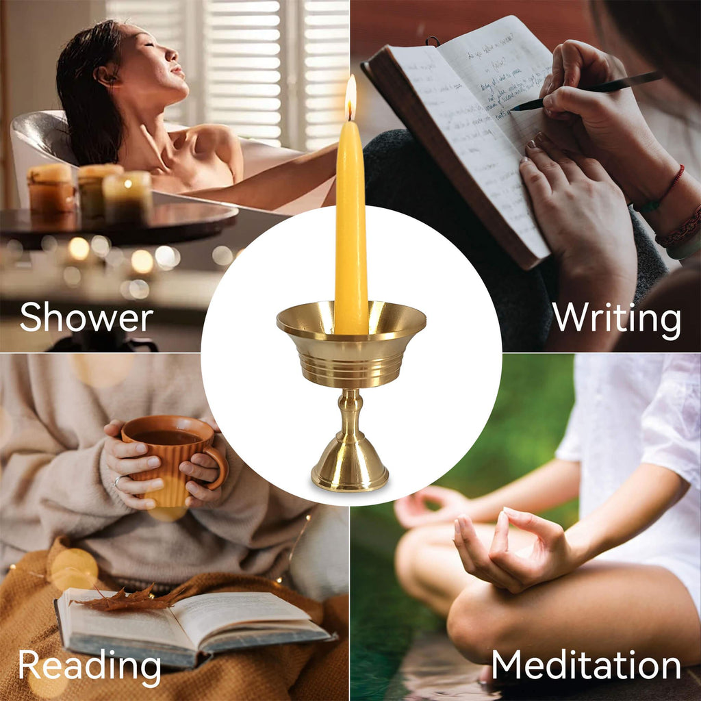 Beeswax Meditation Candles with Holder: Prayer, Yoga, Altar