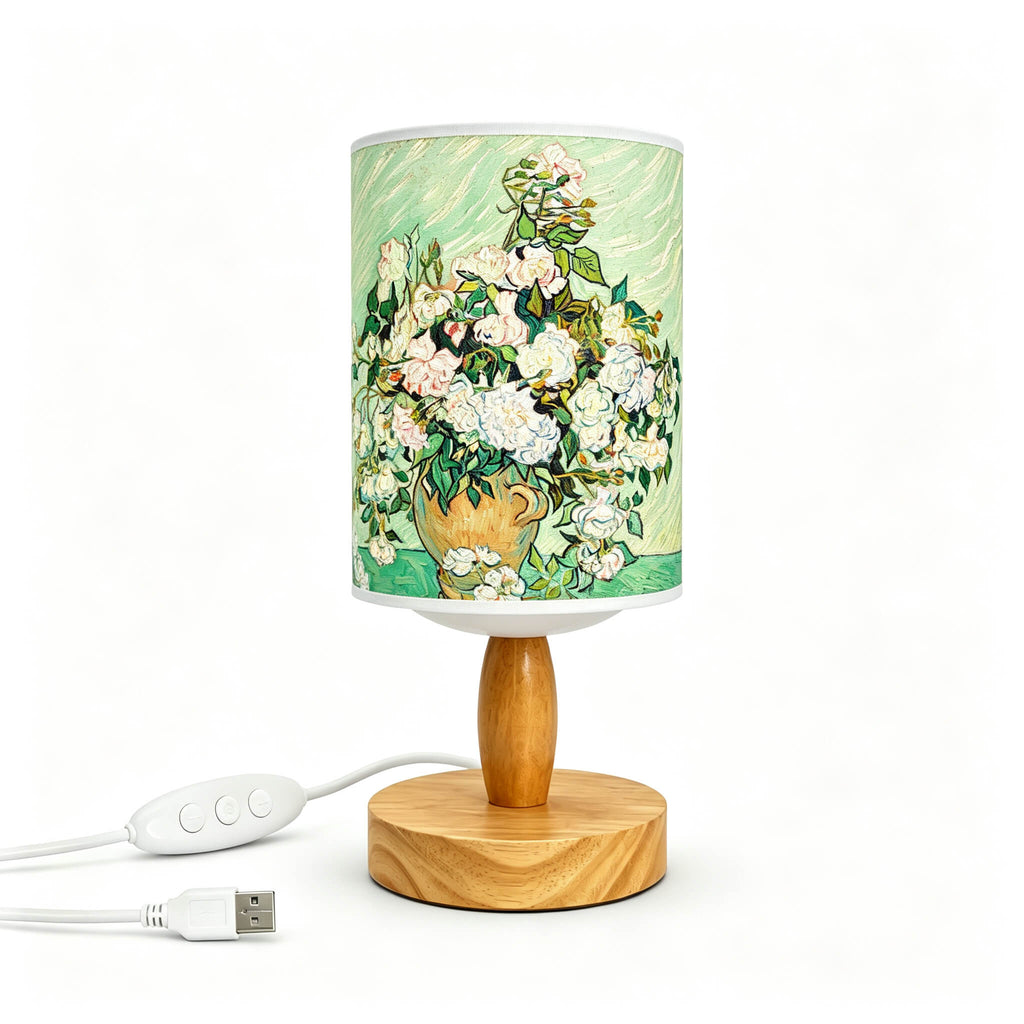 Van Gogh Irises PLA Eco‑Friendly Table Lamp ✨ Button Dimmable Art Bedside Lamp, Aesthetic Impressionist Home Decor Gift