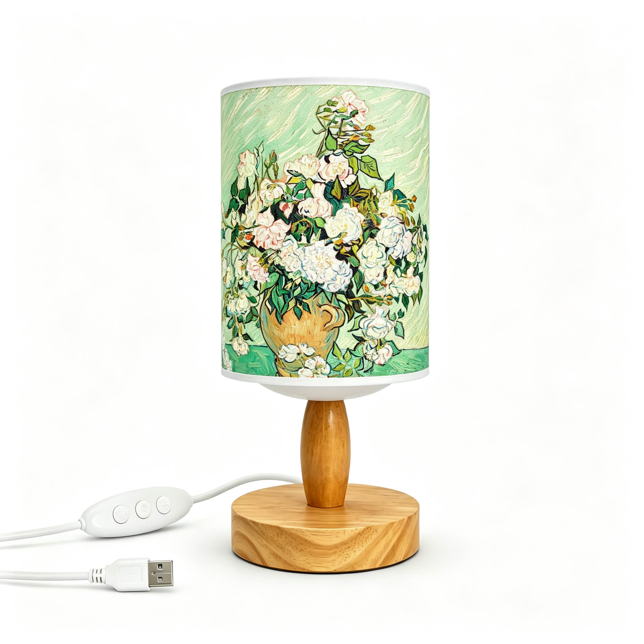 Van Gogh Irises PLA Eco‑Friendly Table Lamp ✨ Button Dimmable Art Bedside Lamp, Aesthetic Impressionist Home Decor Gift