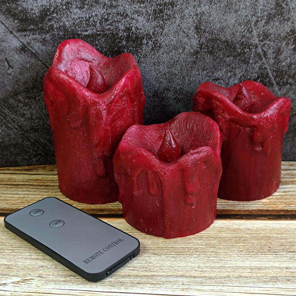 Dripping Wax LED Candles, Flameless Pillar Candles, Set of 3, Battery Operated, Flickering Real Wax Effect, Home Decor, Mother's Day Gift