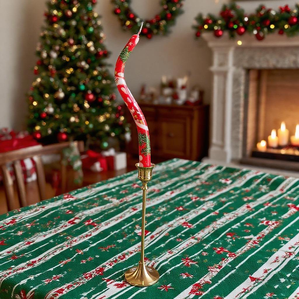 Christmas Spiral Taper Candles,Festive Decorative Unscented Paraffin Twisted Candle for Christmas Decor Party Gift