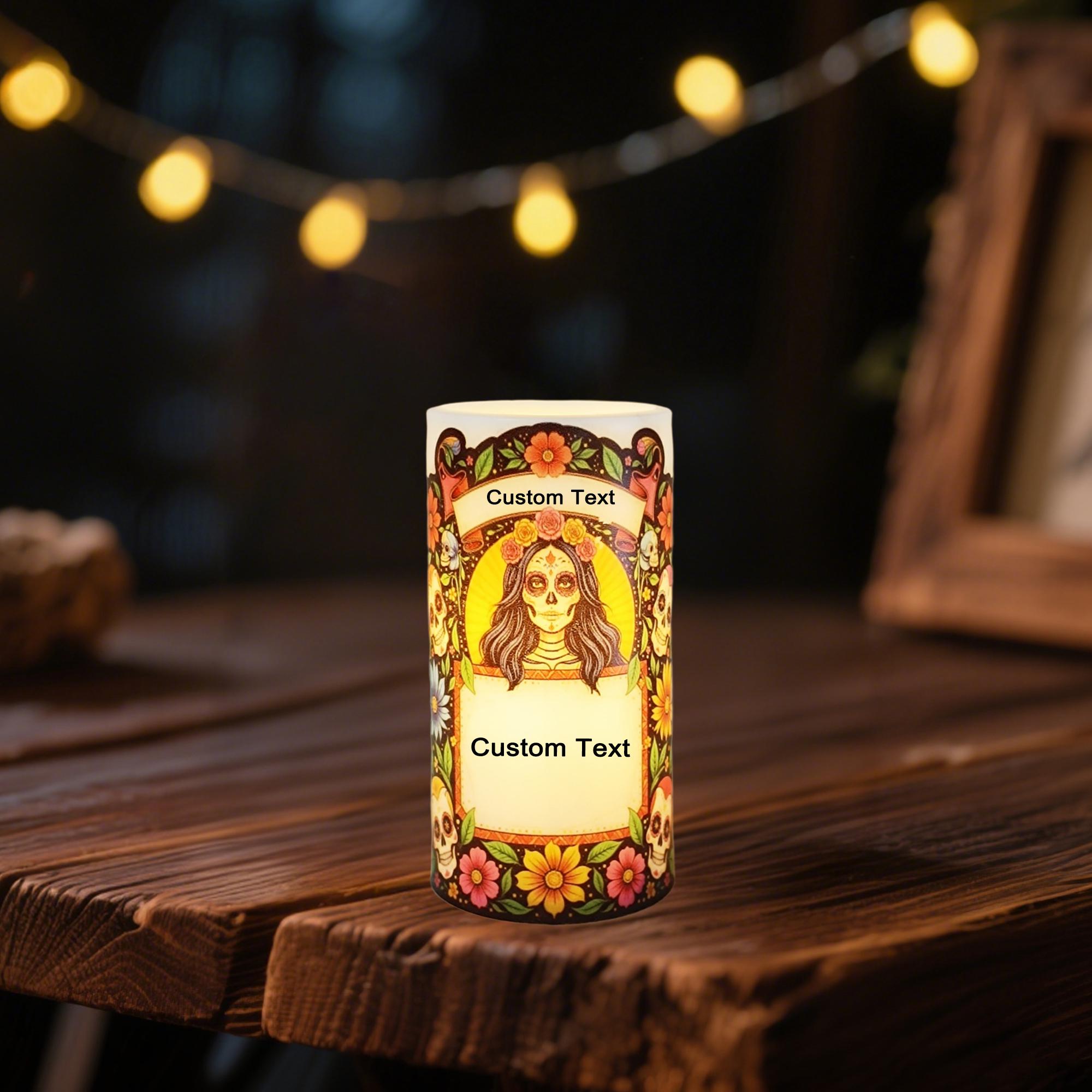 Personalized Prayer LED Candle: Custom Photo Memorial Gift with Remote