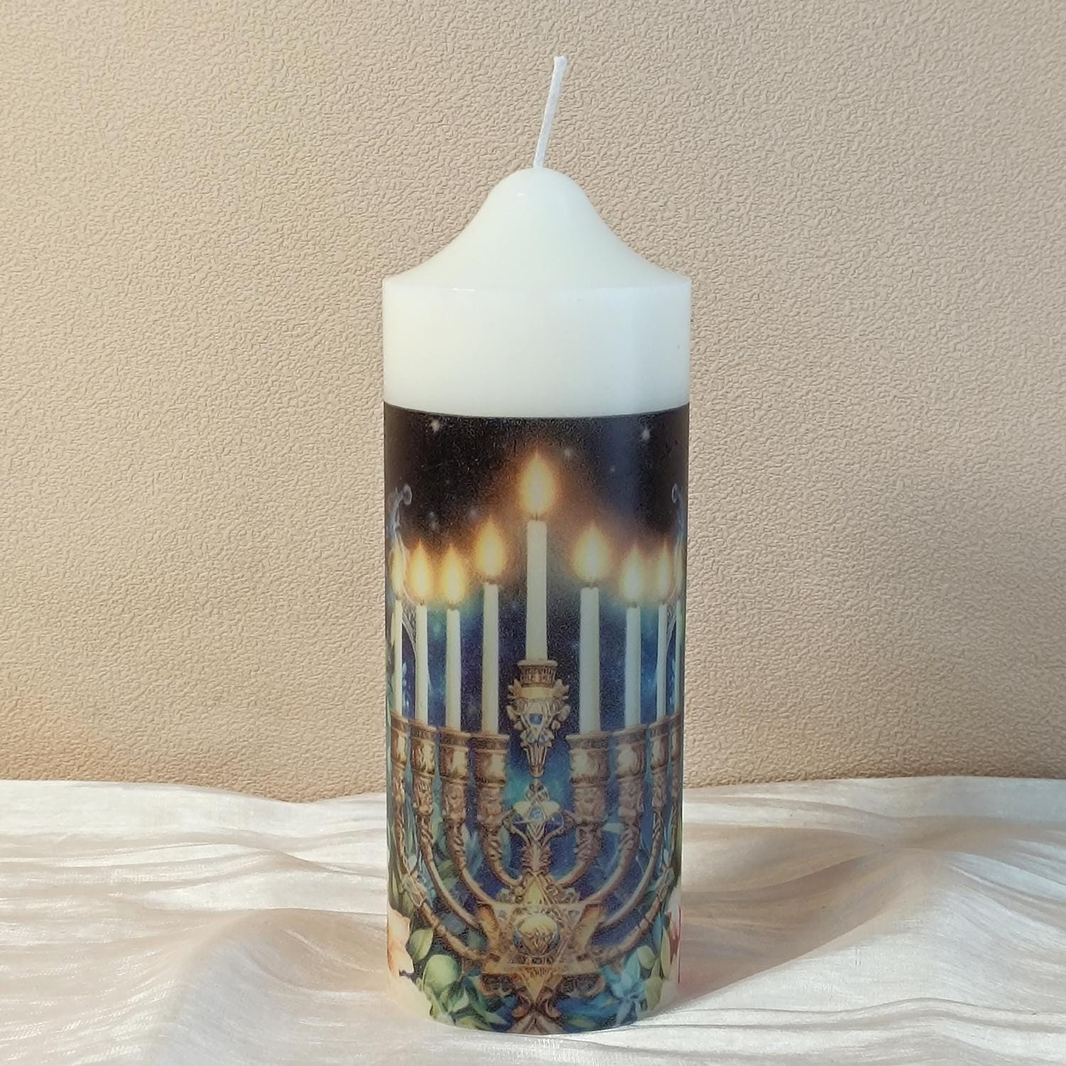 Personalized Shabbat Candles Set of 3: Jewish Ritual Pillar Candles