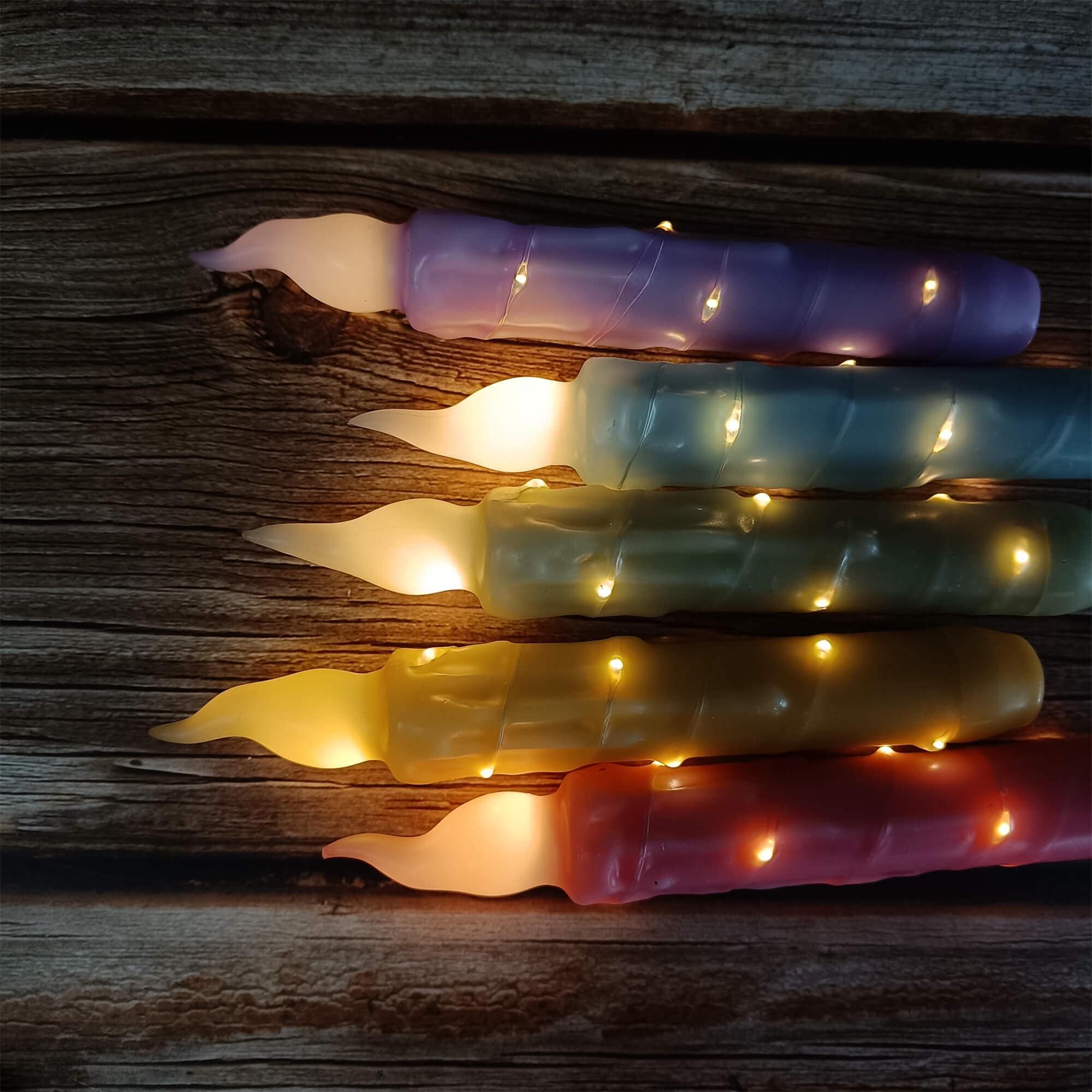 6.7 Inch Colorful Flameless Candles, LED Taper Candles with Light String, Battery Powered, with Remote Control and Timer, Mother's Day Gift