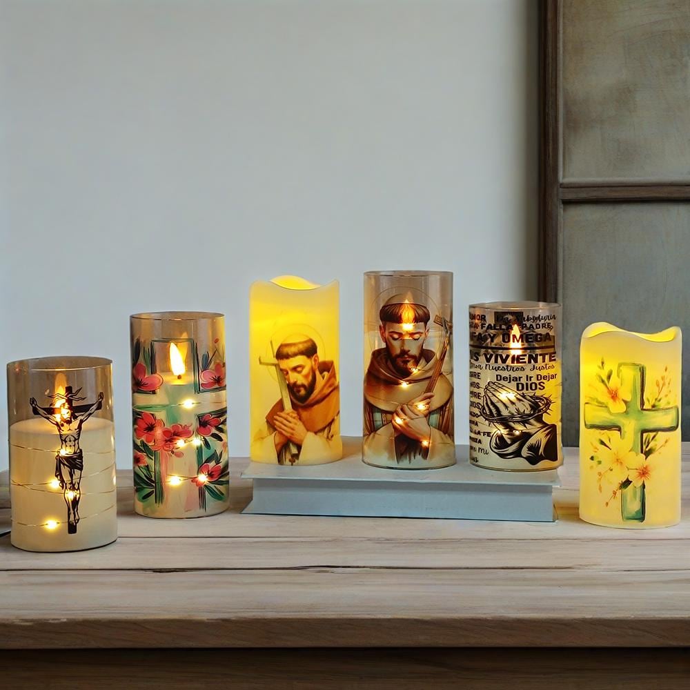 Christian Flameless LED Candle: 6" Votive with Remote & Timer