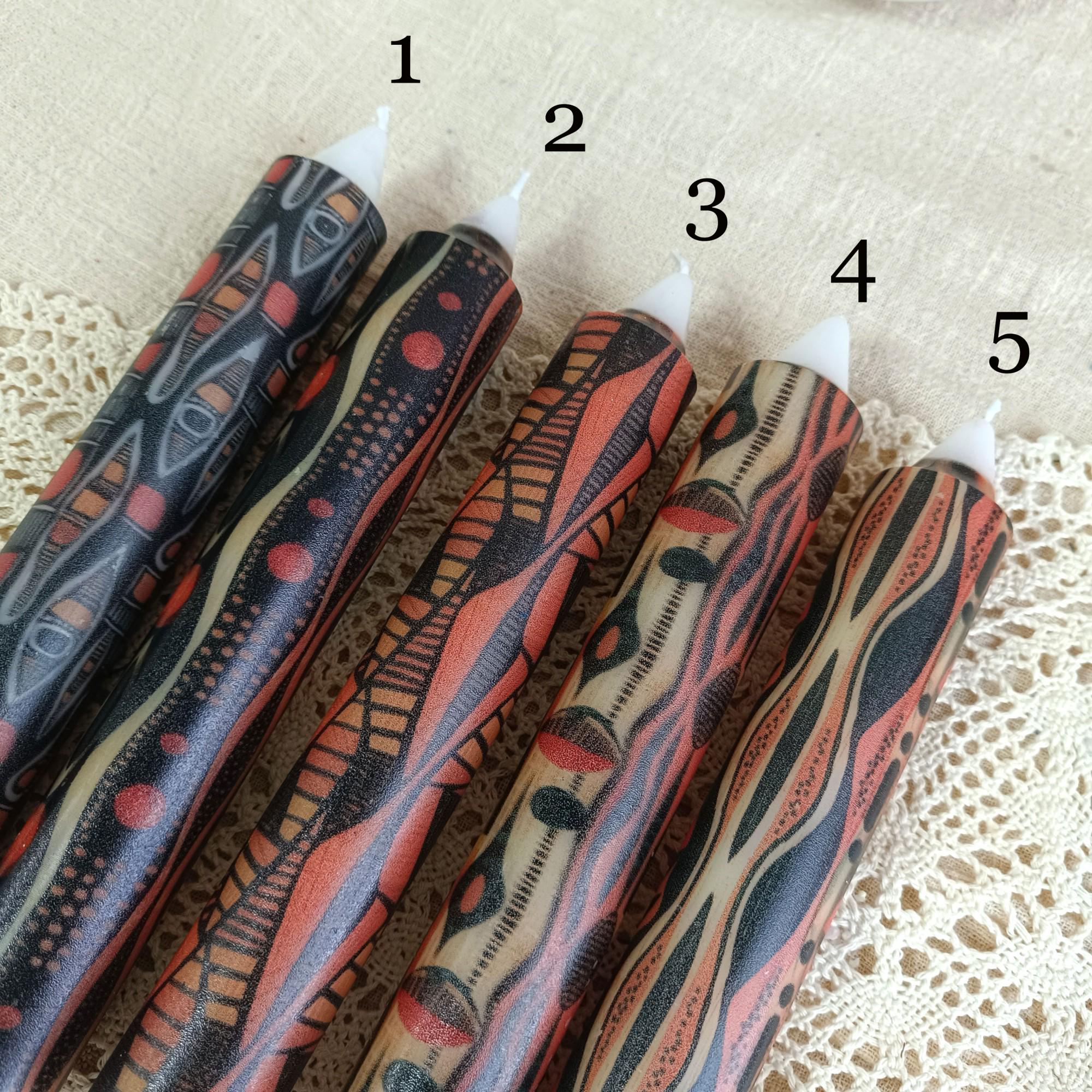 African Abstract Pattern 9.45 Inch Taper Candles,Smokeless Unscented Printed Paraffin Wax Candlestick,Ethnic African Decor Home Decor 1PC