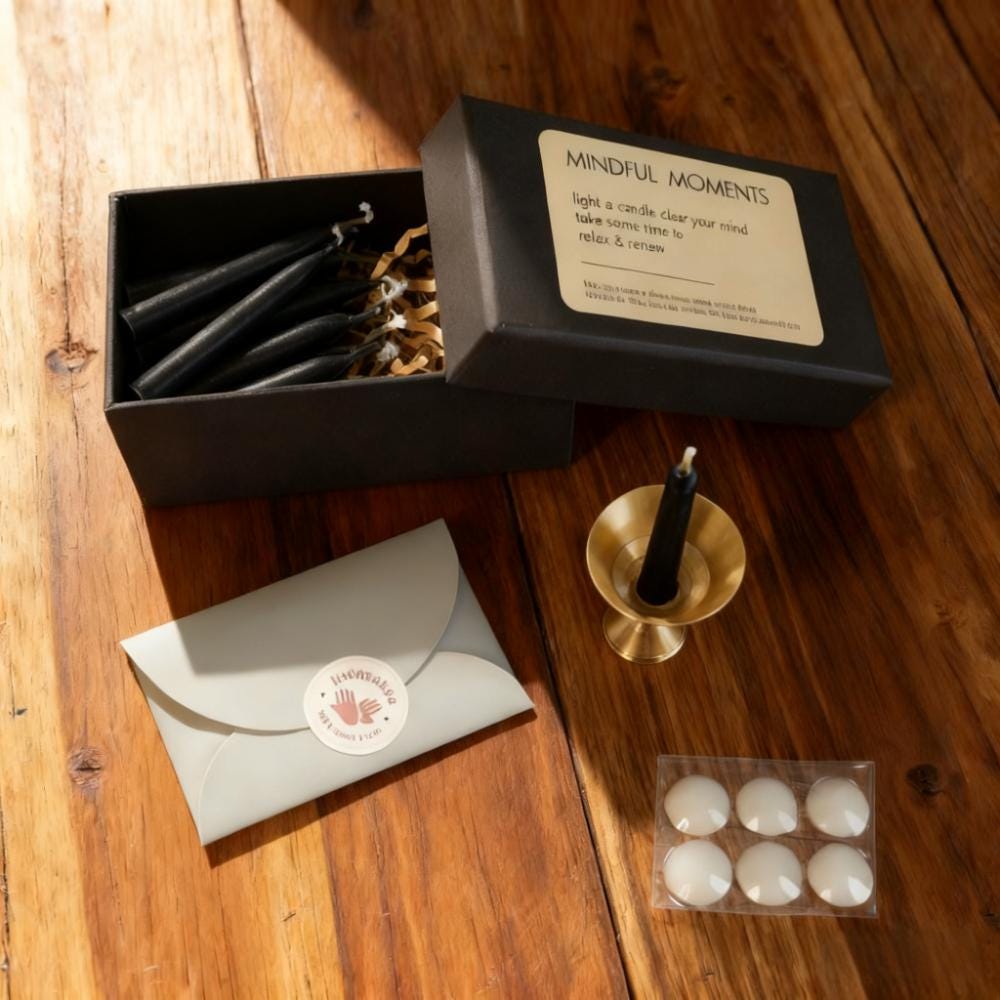 Black Spell Candles, 2.5 Inch Meditation Mini Candle, Hand-Dipped Beeswax Candle with Holder, Relaxation Cleaning Protection Gift