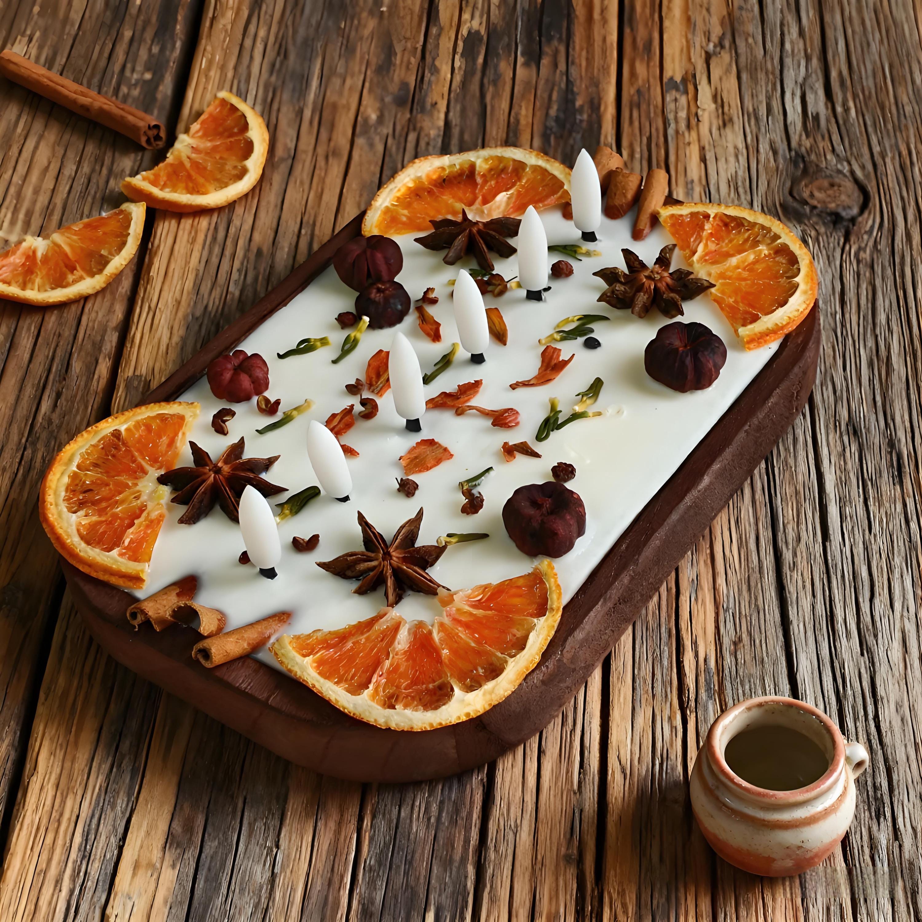 Christmas Gift Spiced Orange Cinnamon Dough Bowl Candle, LED Wick Flameless Handmade Scent Candle Home Decor for Housewarming