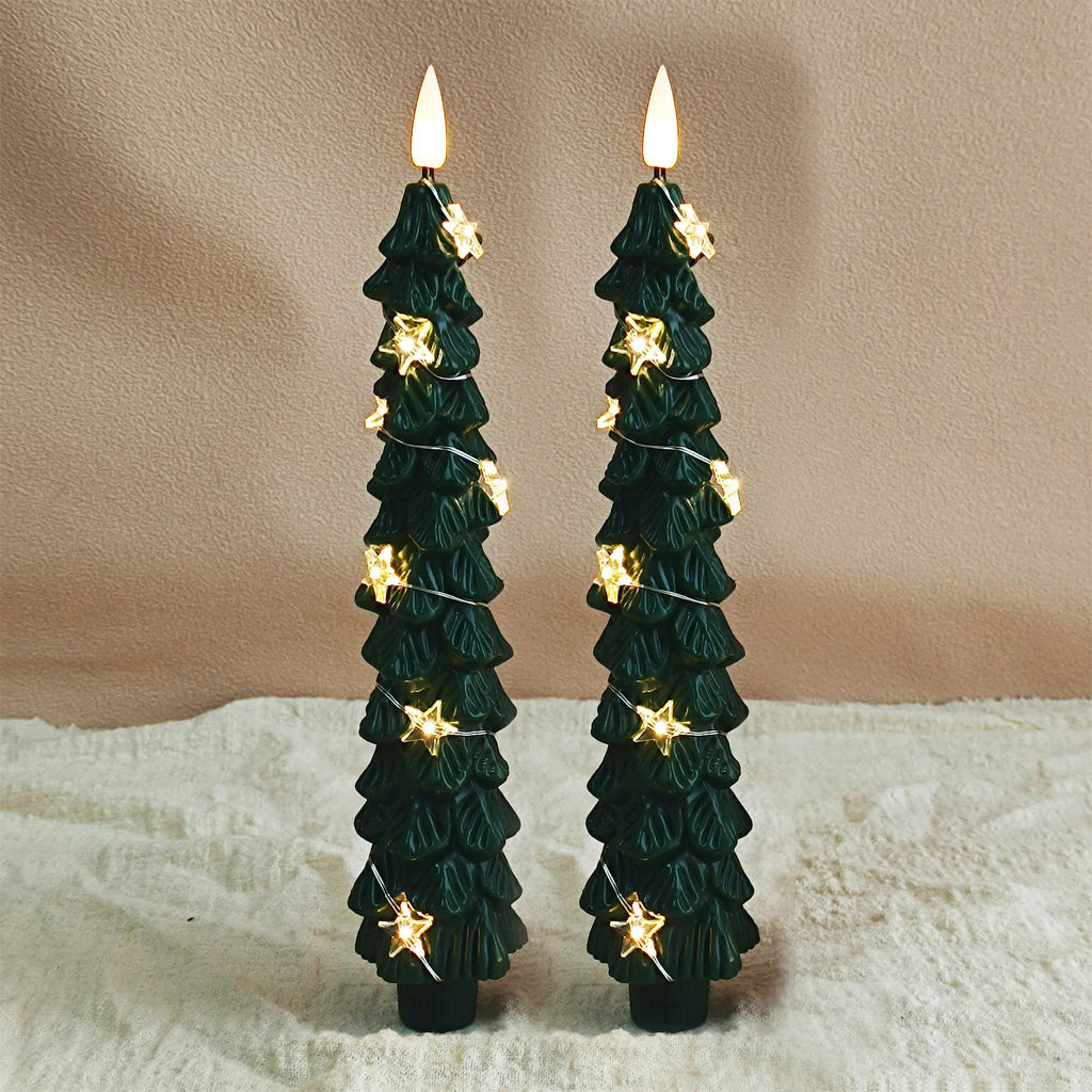 Christmas collection Christmas Tree Flameless Tapers Candles 9.4" Battery LED Candles Glowing Branches Decor Remote Control