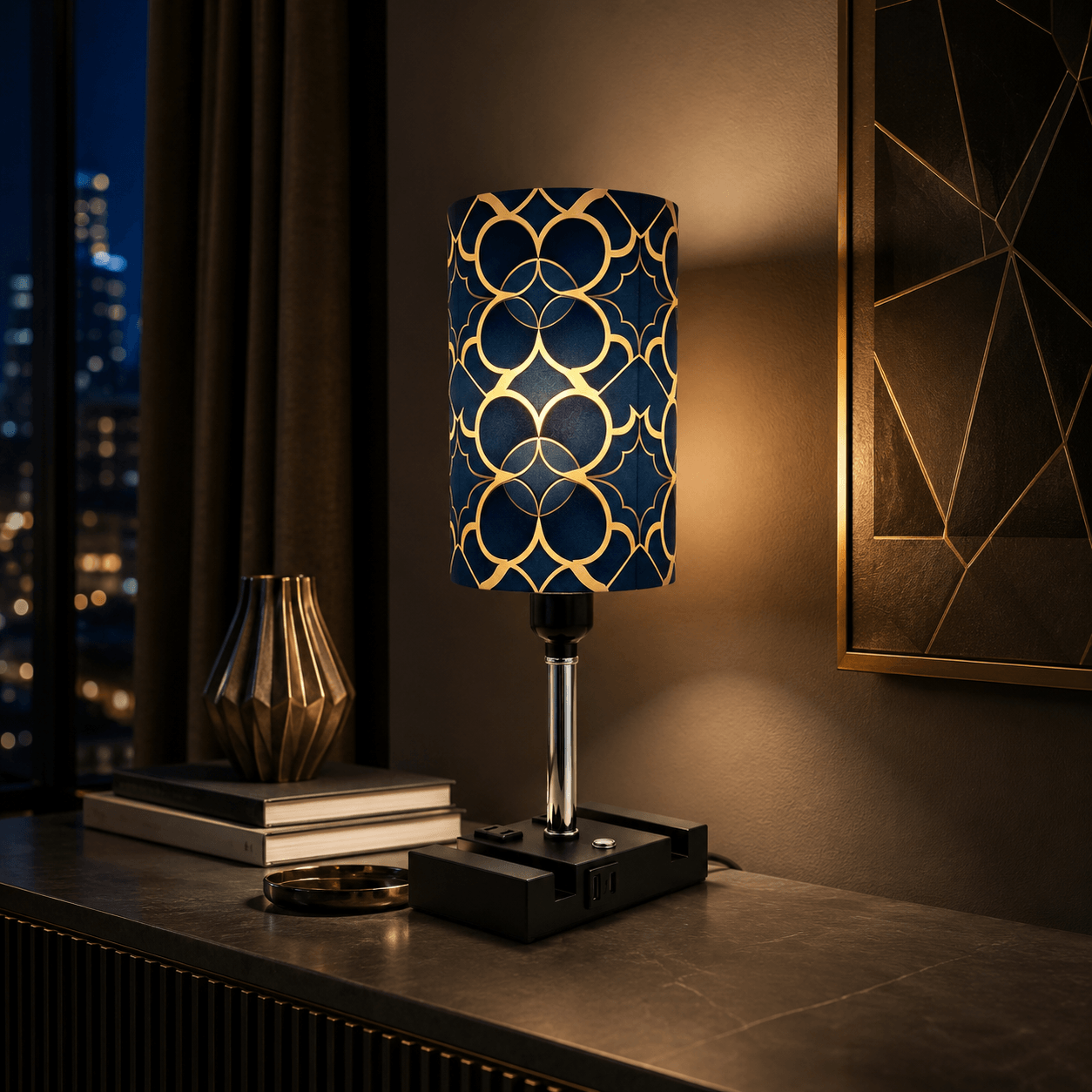 Picasso Abstract Art PLA Eco-Friendly Touch Control Table Lamp 🎨 3 Color Dimmable Multifunctional Table Lamp, Dual Phone Stand Bedside Desk Decor Gift