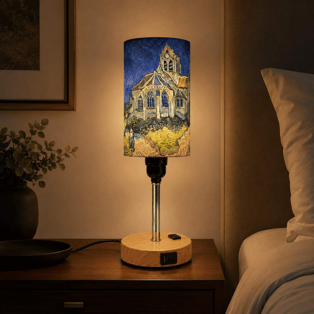 Van Gogh Sunflowers PLA Eco‑Friendly Touch Control Table Lamp🎨 3‑Color Dimmable Multi‑Function Bedside Lamp, Classic Art Home Decor Gift