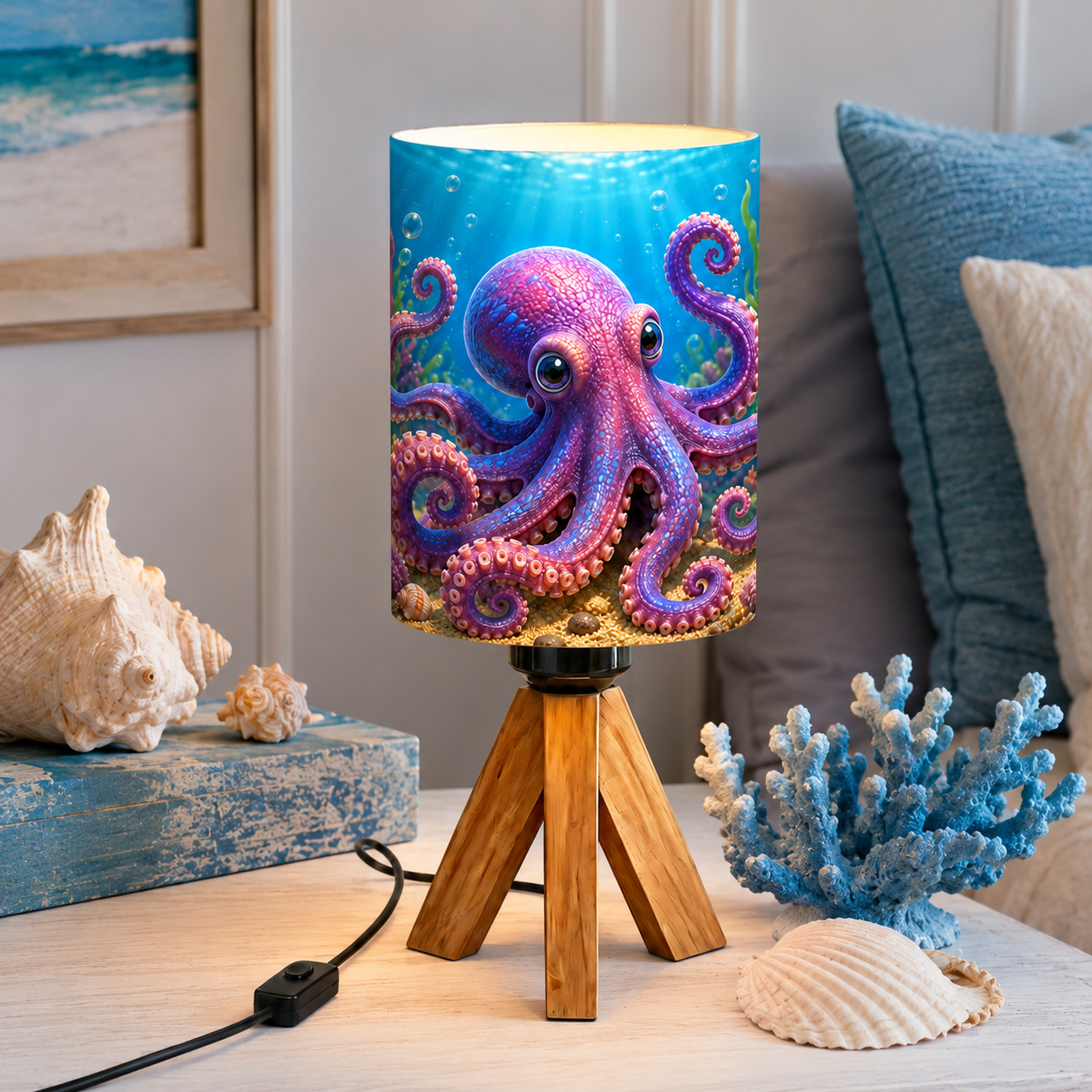 Ocean Shark Tripod PLA Eco‑Friendly Dimmable Table Lamp🌊 3‑Button Control Bedside Lamp, Marine Animal Home Decor Gift