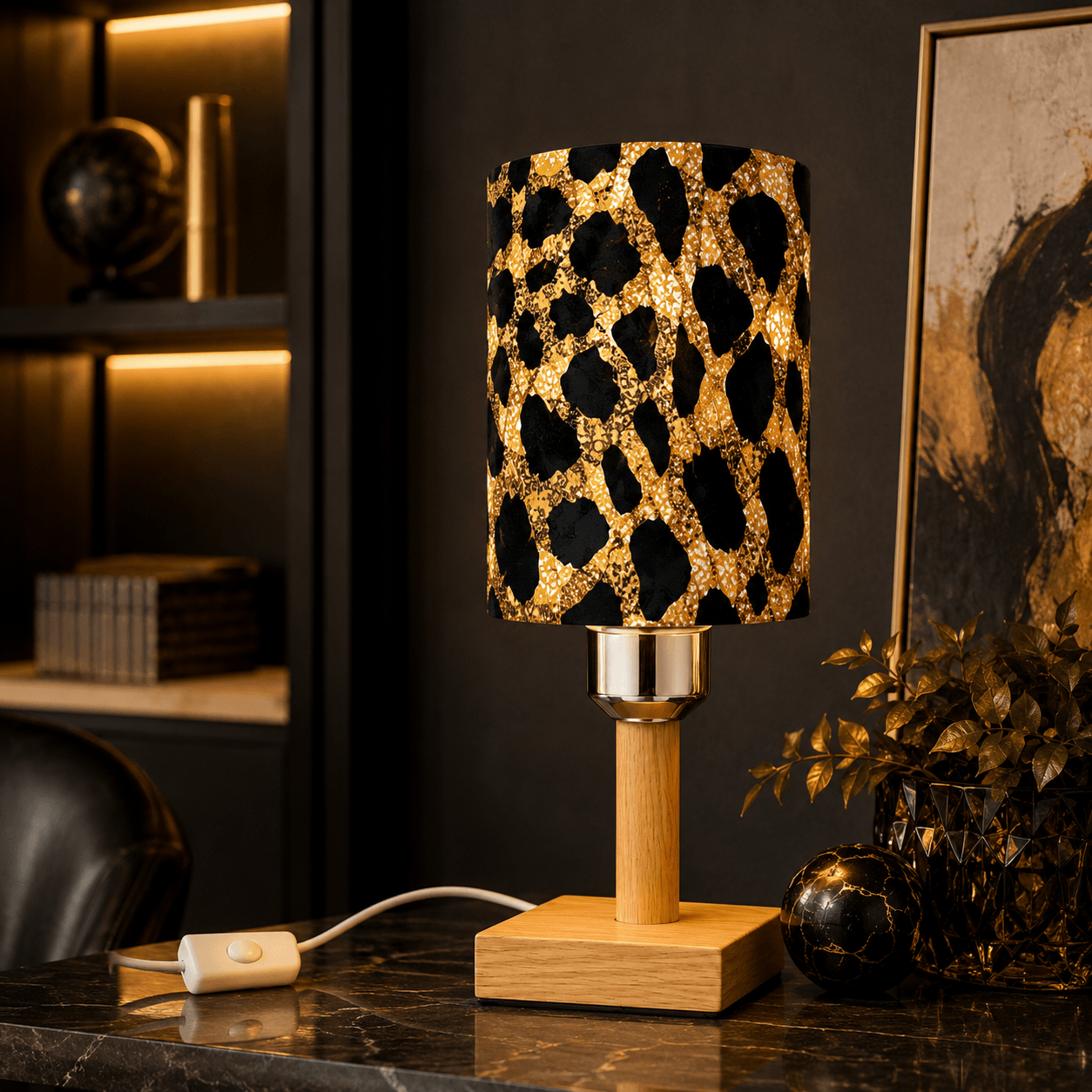 Leopard Heart PLA Eco‑Friendly Dimmable Table Lamp💛 3‑Button Control Bedside Lamp, Glam Fashion Home Decor Gift