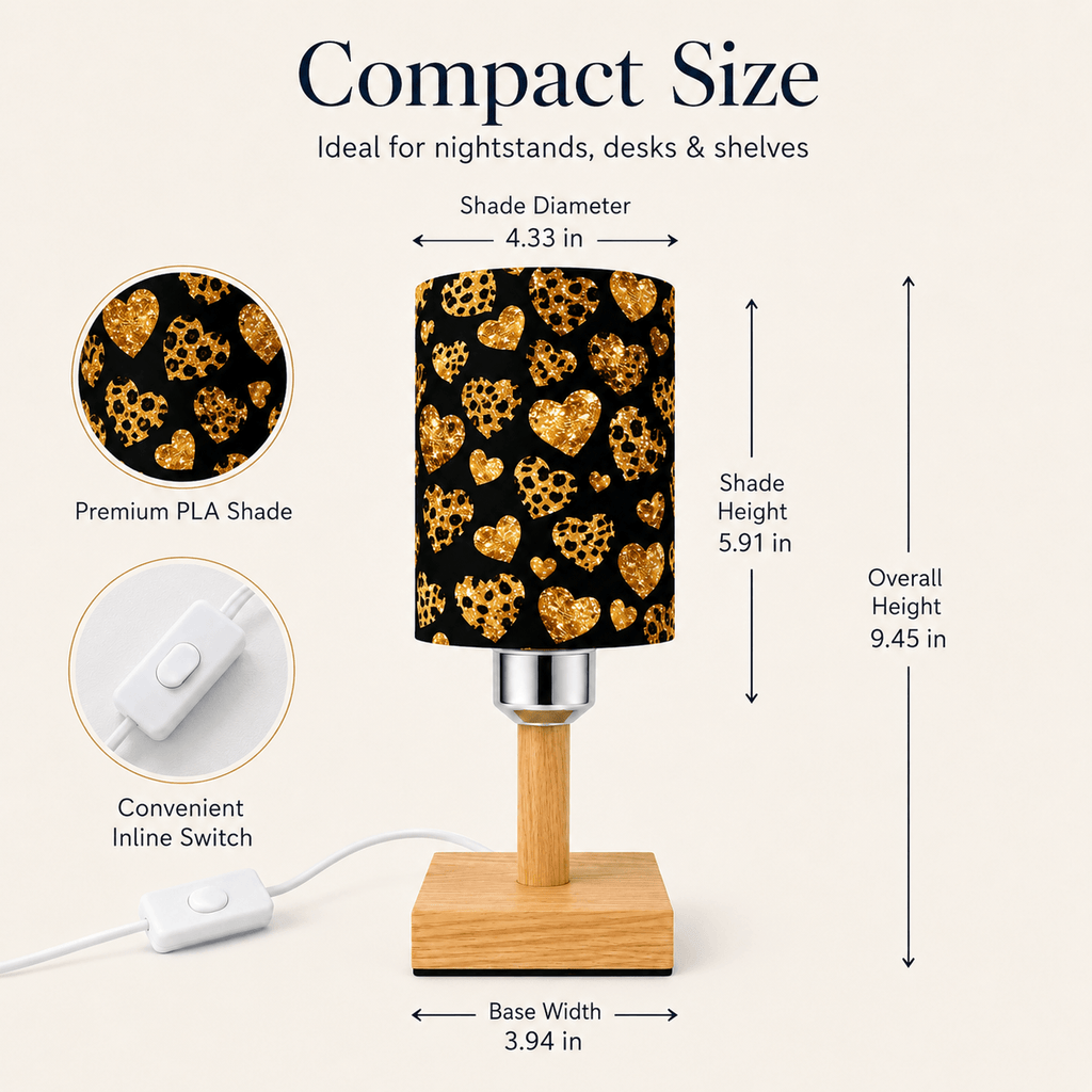 Leopard Heart PLA Eco‑Friendly Dimmable Table Lamp💛 3‑Button Control Bedside Lamp, Glam Fashion Home Decor Gift