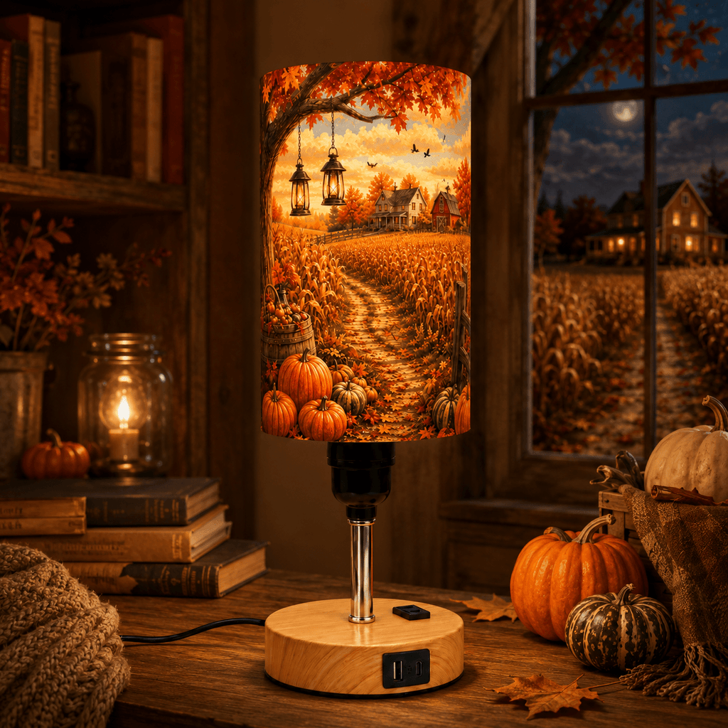 Farmhouse Pumpkin PLA Eco‑Friendly Touch Control Table Lamp🍂 3‑Color Dimmable Multi‑Function Bedside Lamp, Rustic Autumn Home Decor Gift