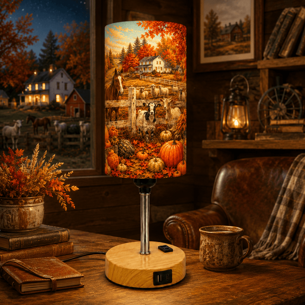 Farmhouse Pumpkin PLA Eco‑Friendly Touch Control Table Lamp🍂 3‑Color Dimmable Multi‑Function Bedside Lamp, Rustic Autumn Home Decor Gift