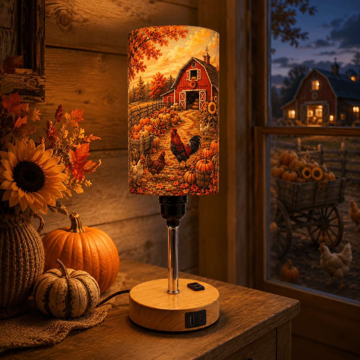 Farmhouse Pumpkin PLA Eco‑Friendly Touch Control Table Lamp🍂 3‑Color Dimmable Multi‑Function Bedside Lamp, Rustic Autumn Home Decor Gift