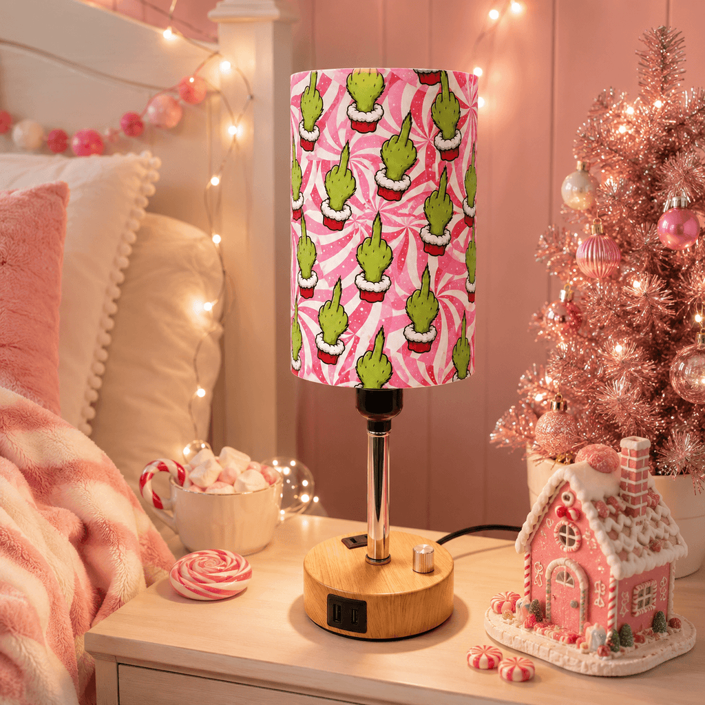 Funny Middle Finger Christmas PLA Eco-Friendly Table Lamp 🎄 3 Color Dimmable Rotary Switch Lamp, Multifunctional Charging Fun Holiday Desk Lamp