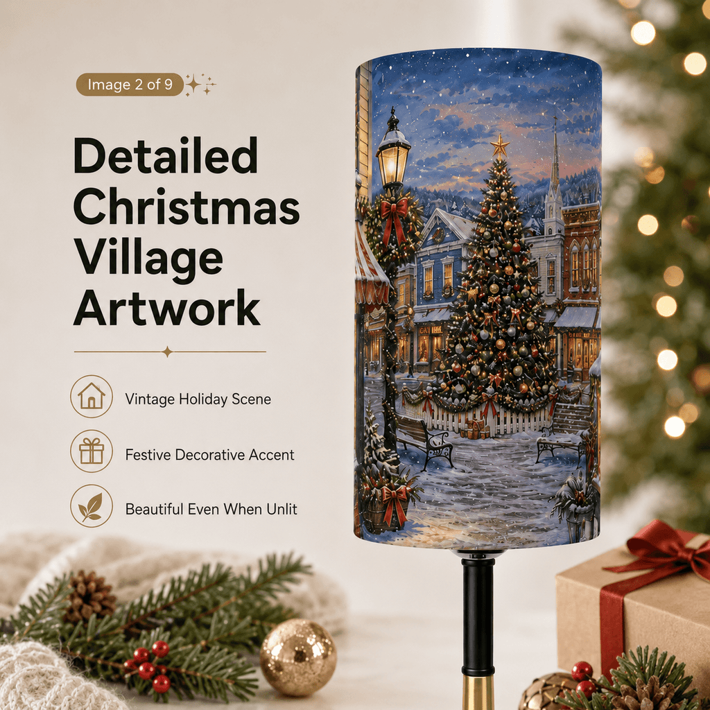 Christmas Village PLA Eco-Friendly Table Lamp 🎄 3 Color Dimmable Button Control Lamp, USB Plug Festive Holiday Decor Desk Lamp
